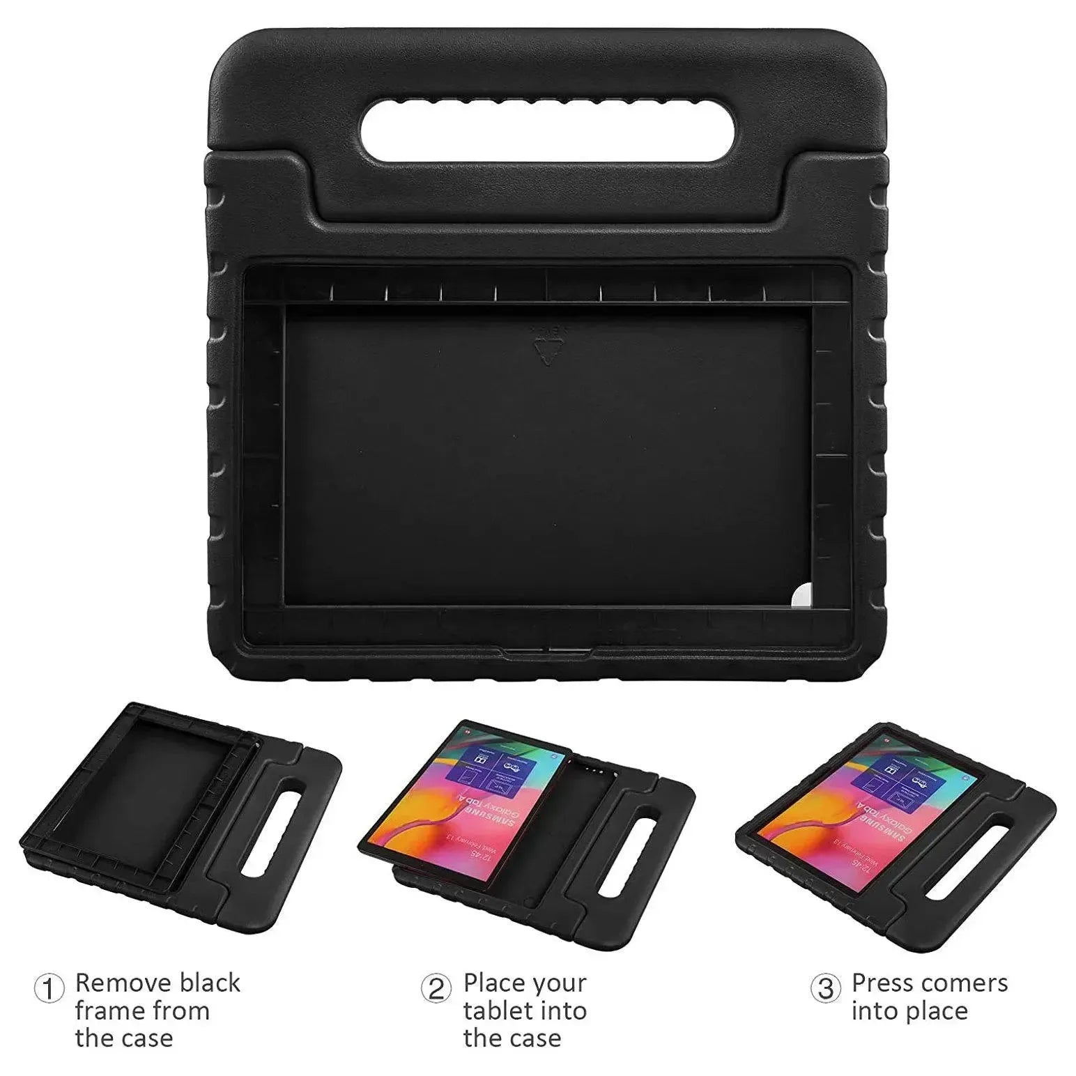 For Samsung Galaxy Tab A7 10.4 2020 Kids Case Shockproof Cover With Stand - Black