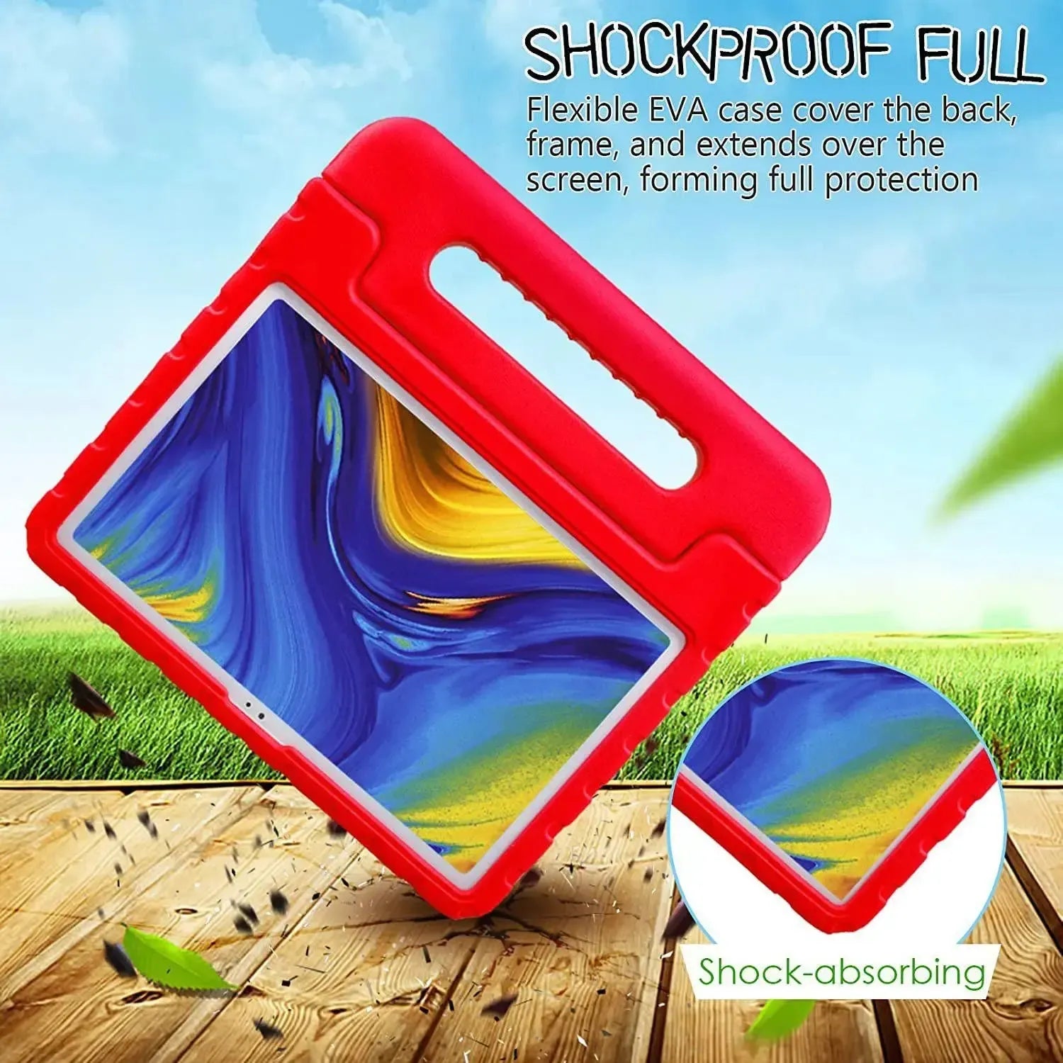 For Samsung Galaxy Tab A7 10.4 2020 Kids Case Shockproof Cover With Stand - Red