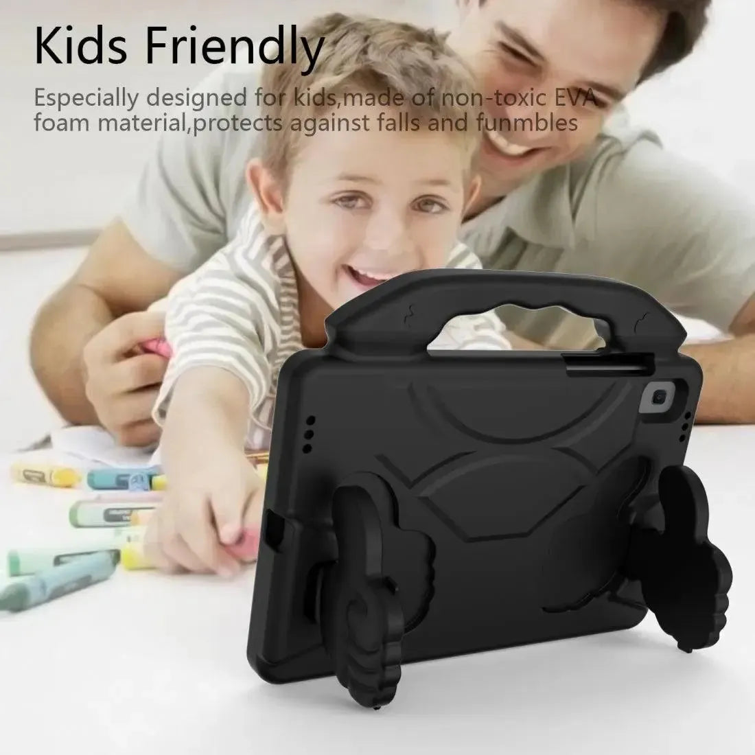 For Samsung Galaxy Tab A7 10.4 2020 Kids Friendly Case Shockproof Cover With Thumbs Up - Black