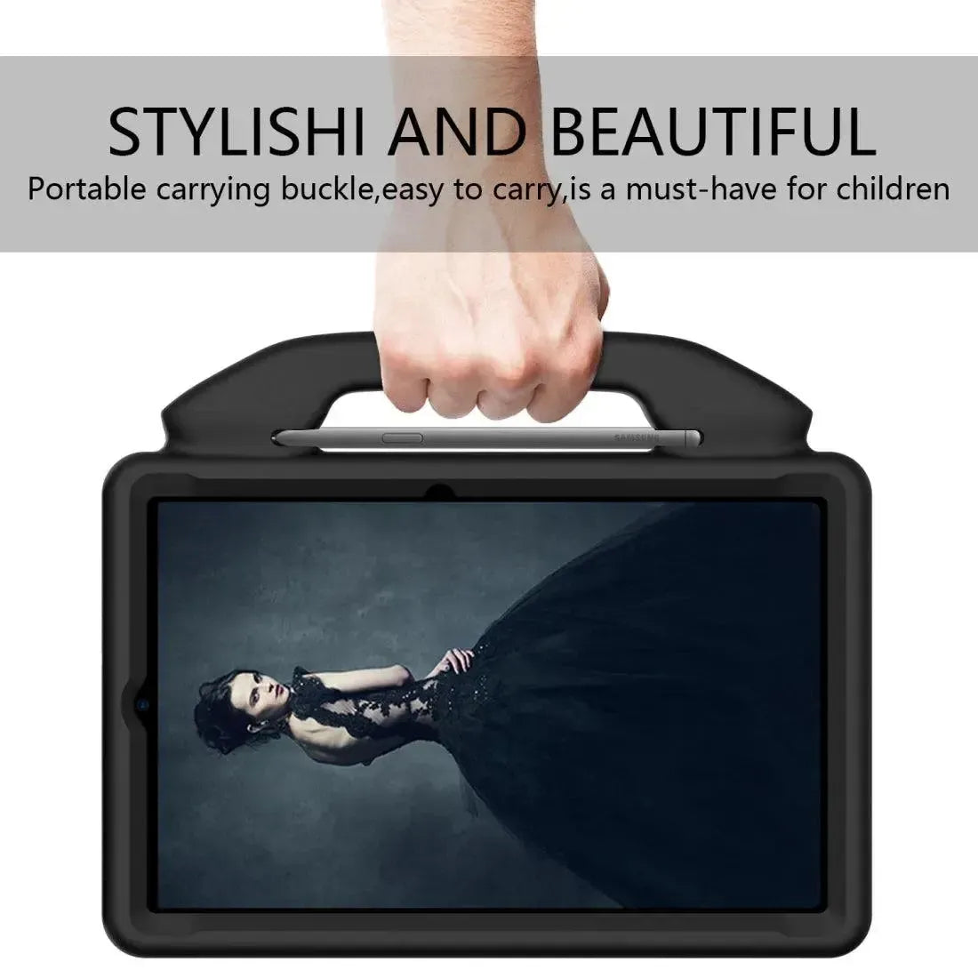 For Samsung Galaxy Tab A7 10.4 2020 Kids Friendly Case Shockproof Cover With Thumbs Up - Black