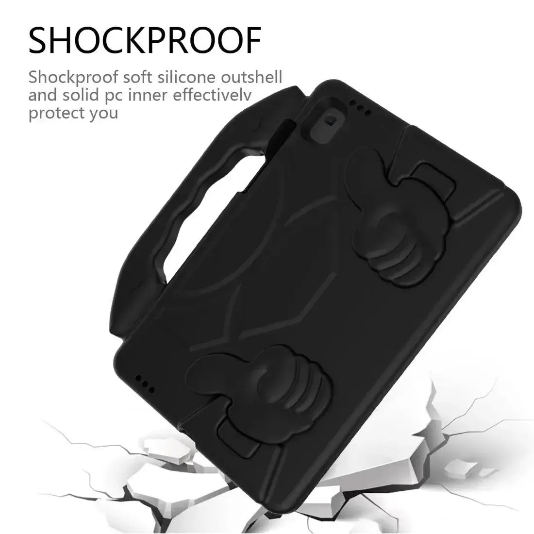 For Samsung Galaxy Tab A7 10.4 2020 Kids Friendly Case Shockproof Cover With Thumbs Up - Black
