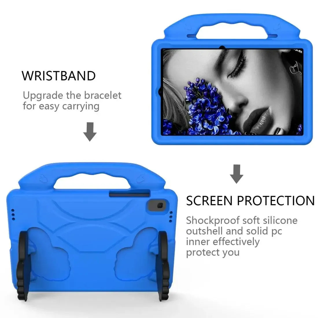 For Samsung Galaxy Tab A7 10.4 2020 Kids Friendly Case Shockproof Cover With Thumbs Up - Blue