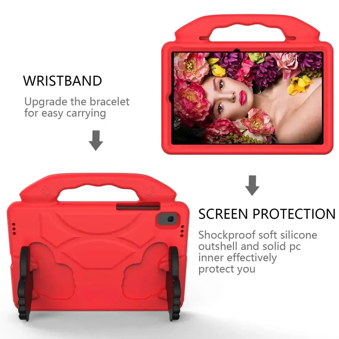 For Samsung Galaxy Tab A7 10.4 2020 Kids Friendly Case Shockproof Cover With Thumbs Up - Red