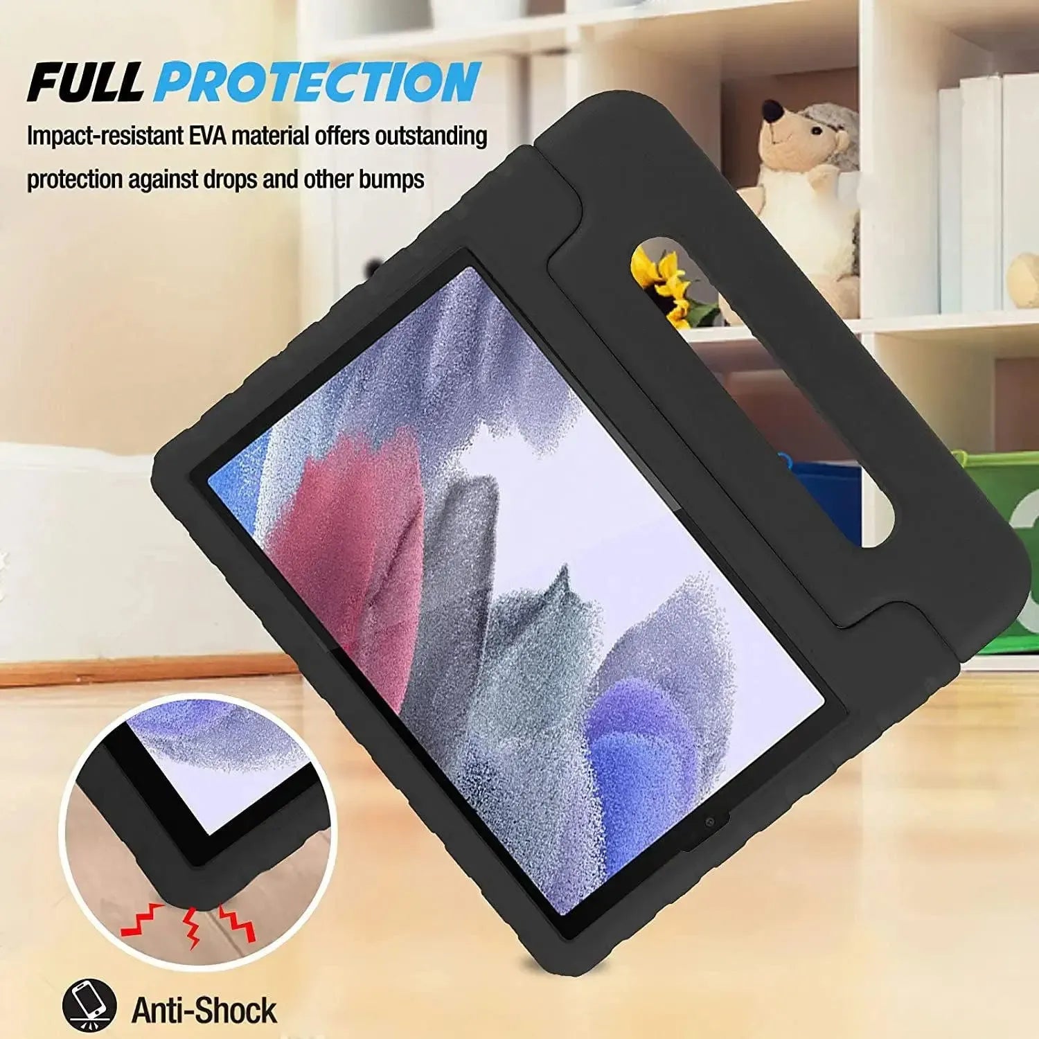 For Samsung Galaxy Tab A7 Lite Kids Case Shockproof Cover With Stand - Black