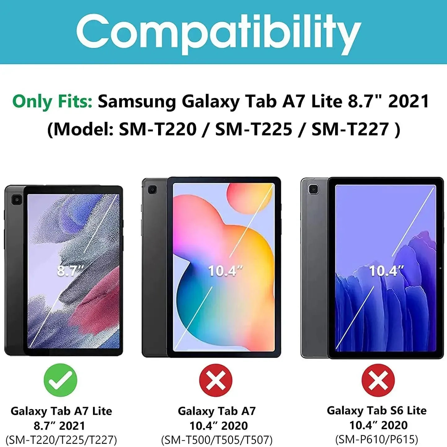 For Samsung Galaxy Tab A7 Lite Kids Case Shockproof Cover With Stand - Black