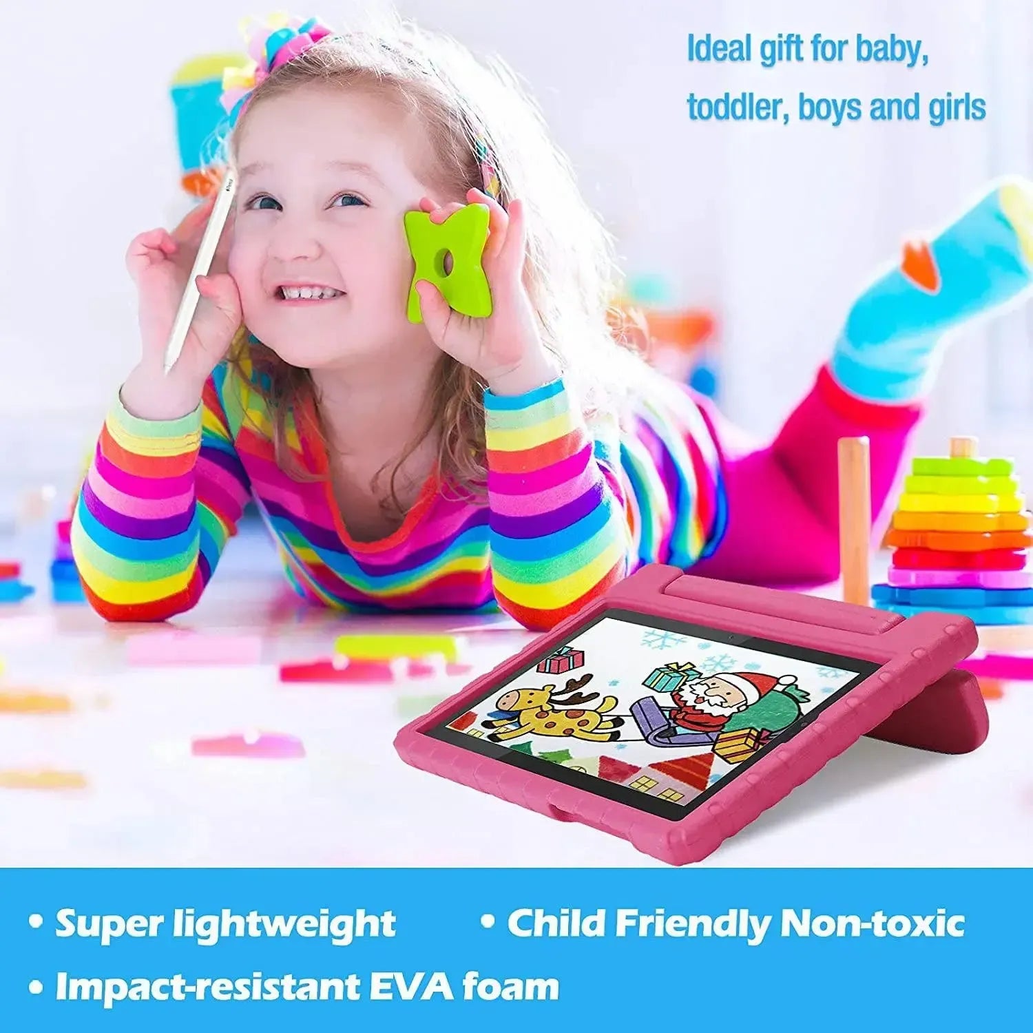 For Samsung Galaxy Tab A7 Lite Kids Case Shockproof Cover With Stand - Pink