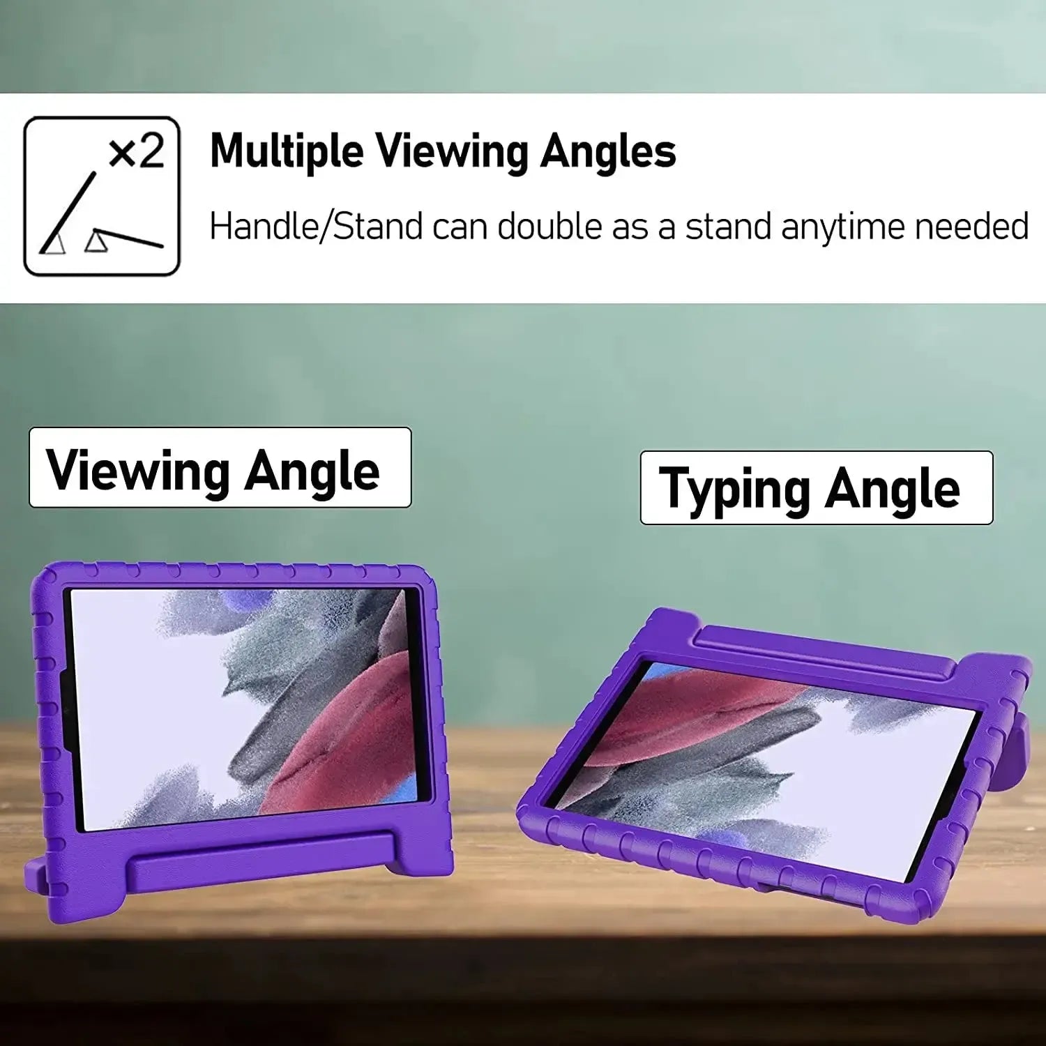 For Samsung Galaxy Tab A7 Lite Kids Case Shockproof Cover With Stand - Purple