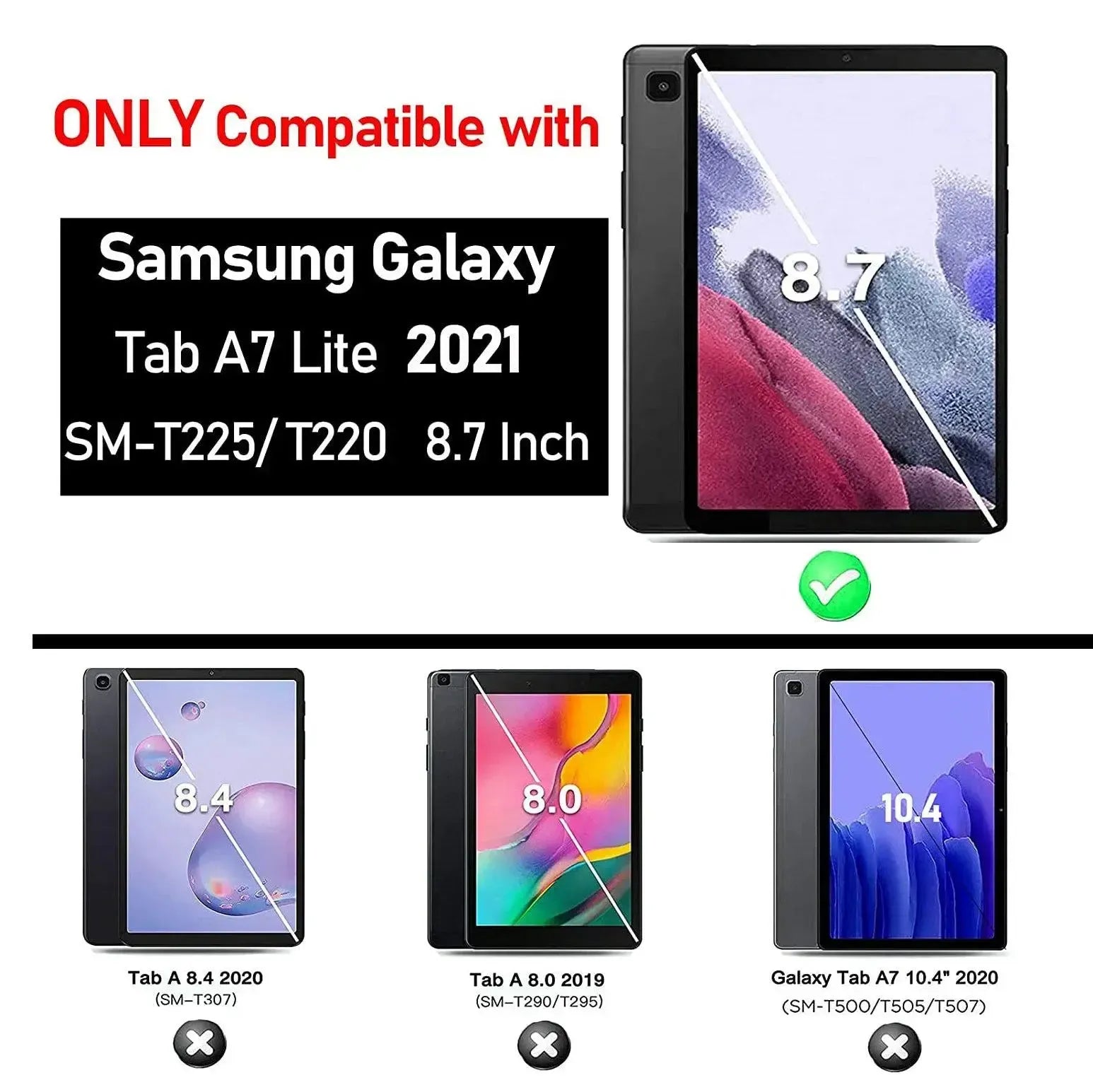 For Samsung Galaxy Tab A7 Lite Kids Case Shockproof Cover With Stand - Purple