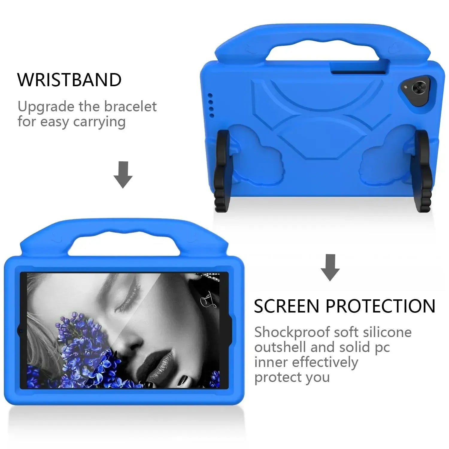 For Samsung Galaxy Tab A7 Lite Kids Friendly Case Shockproof Cover With Thumbs Up - Blue