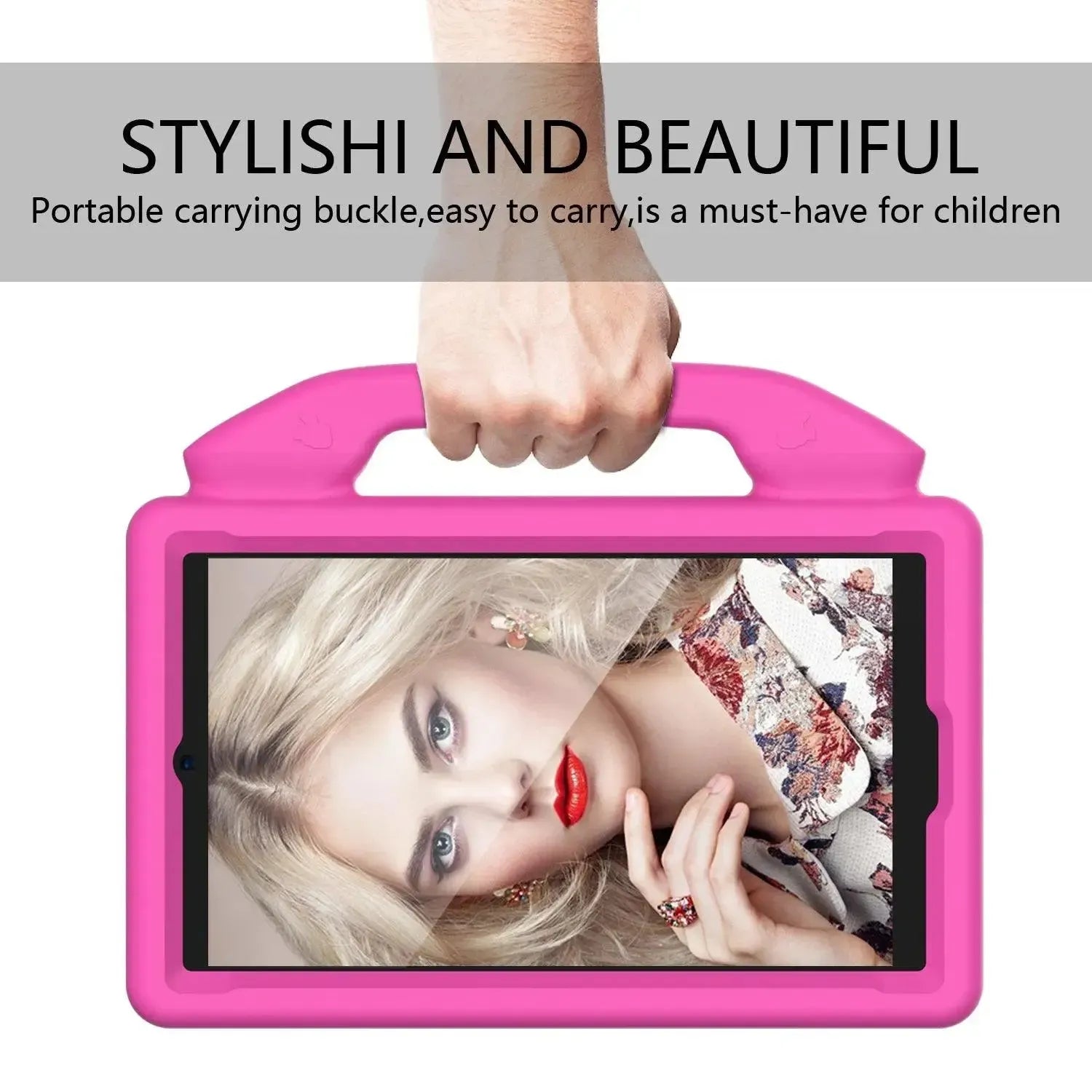 For Samsung Galaxy Tab A7 Lite Kids Friendly Case Shockproof Cover With Thumbs Up - Pink