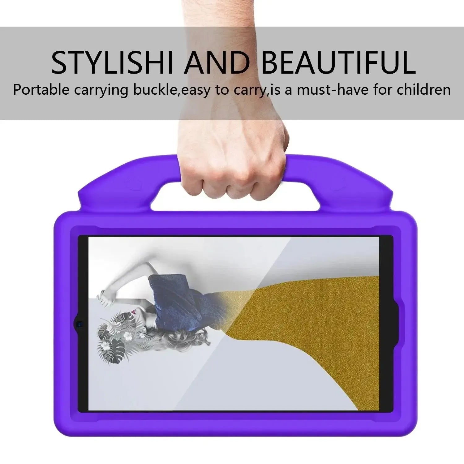 For Samsung Galaxy Tab A7 Lite Kids Friendly Case Shockproof Cover With Thumbs Up - Purple