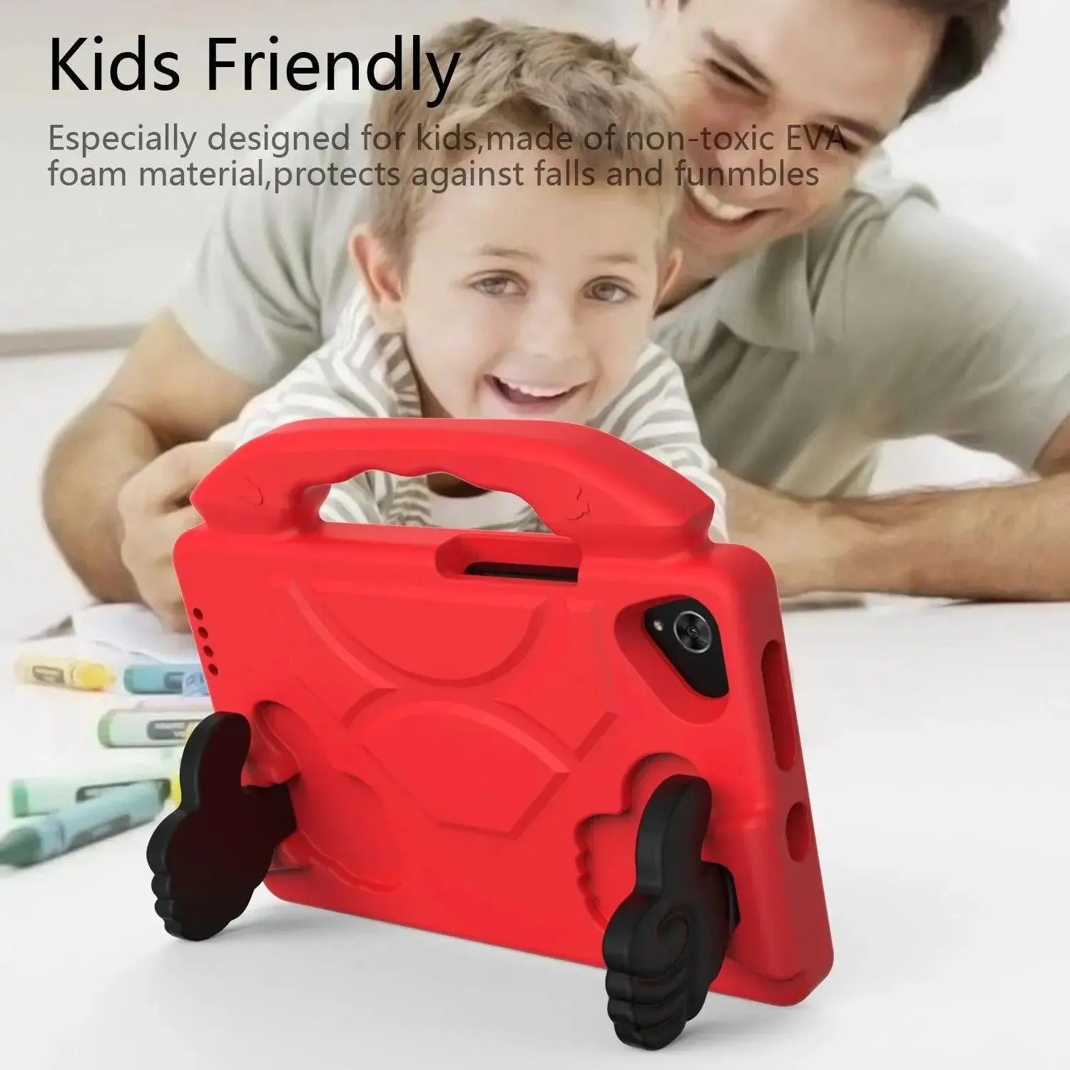 For Samsung Galaxy Tab A7 Lite Kids Friendly Case Shockproof Cover With Thumbs Up - Red