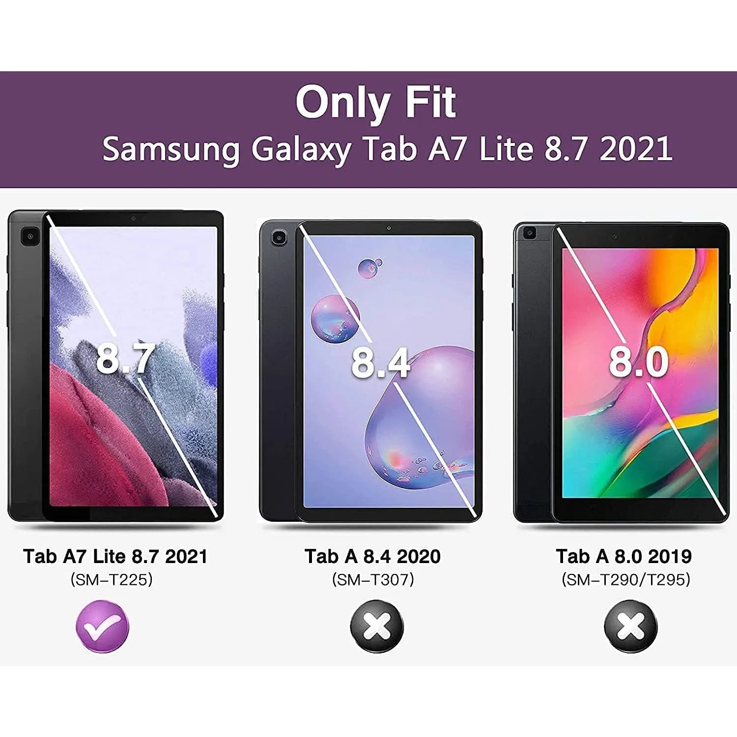 For Samsung Galaxy Tab A7 Lite Tablet Case 360° Rotating PU Leather Cover - Black