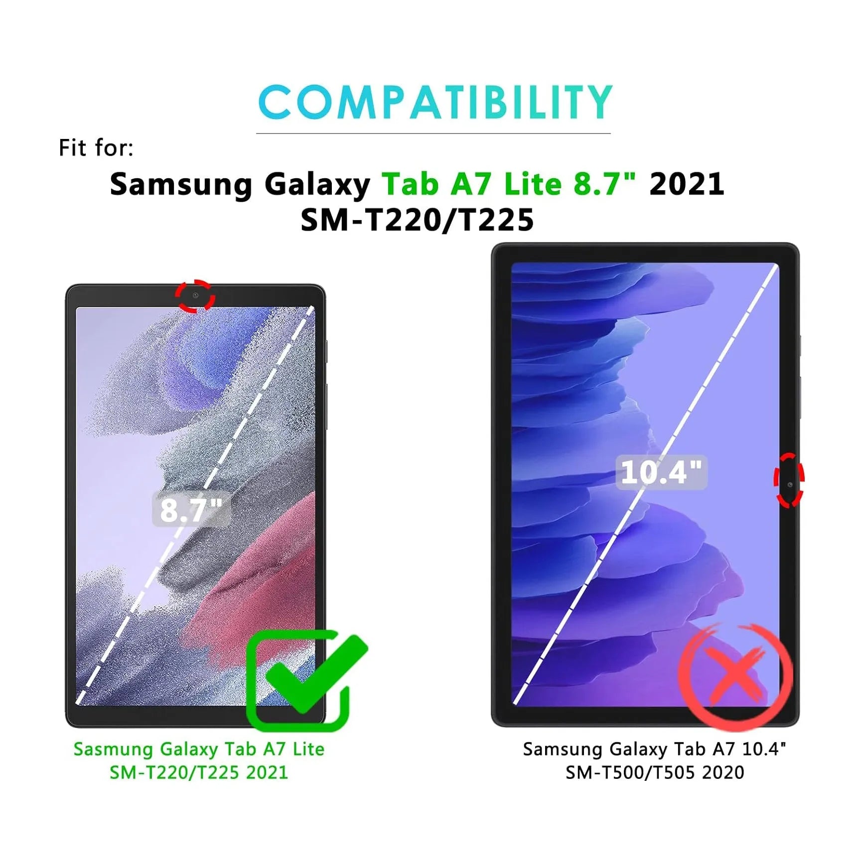 For Samsung Galaxy Tab A7 Lite Tablet Case 360° Rotating PU Leather Cover - Blue