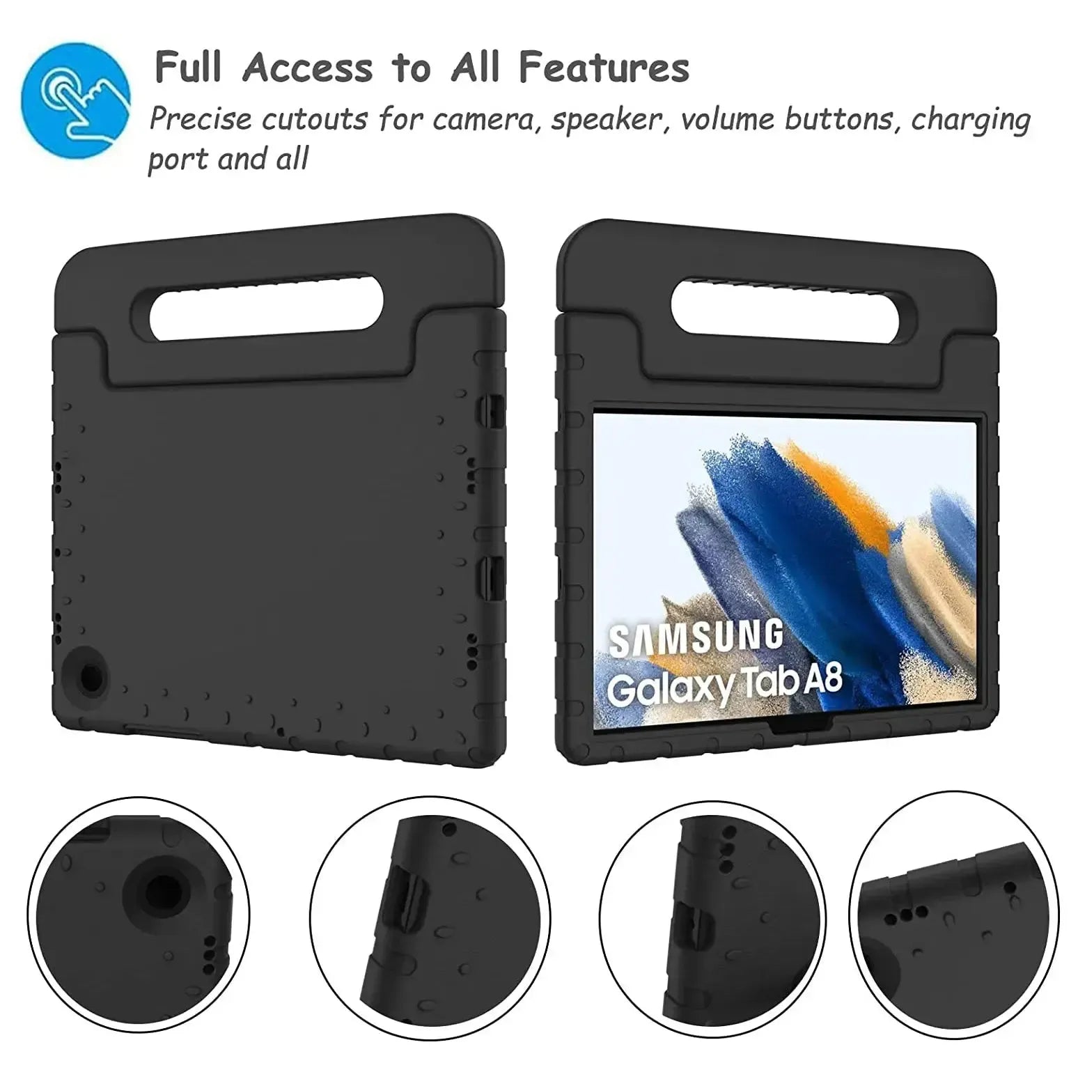 For Samsung Galaxy Tab A8 10.5 2021 Kids Case Shockproof Cover With Stand - Black