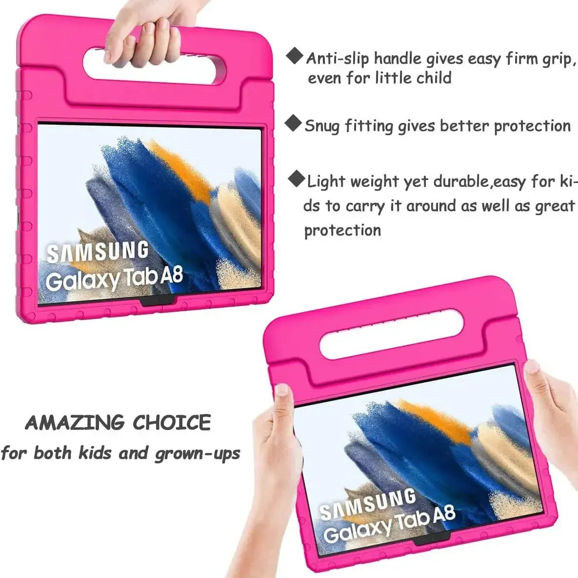 For Samsung Galaxy Tab A8 10.5 2021 Kids Case Shockproof Cover With Stand - Pink