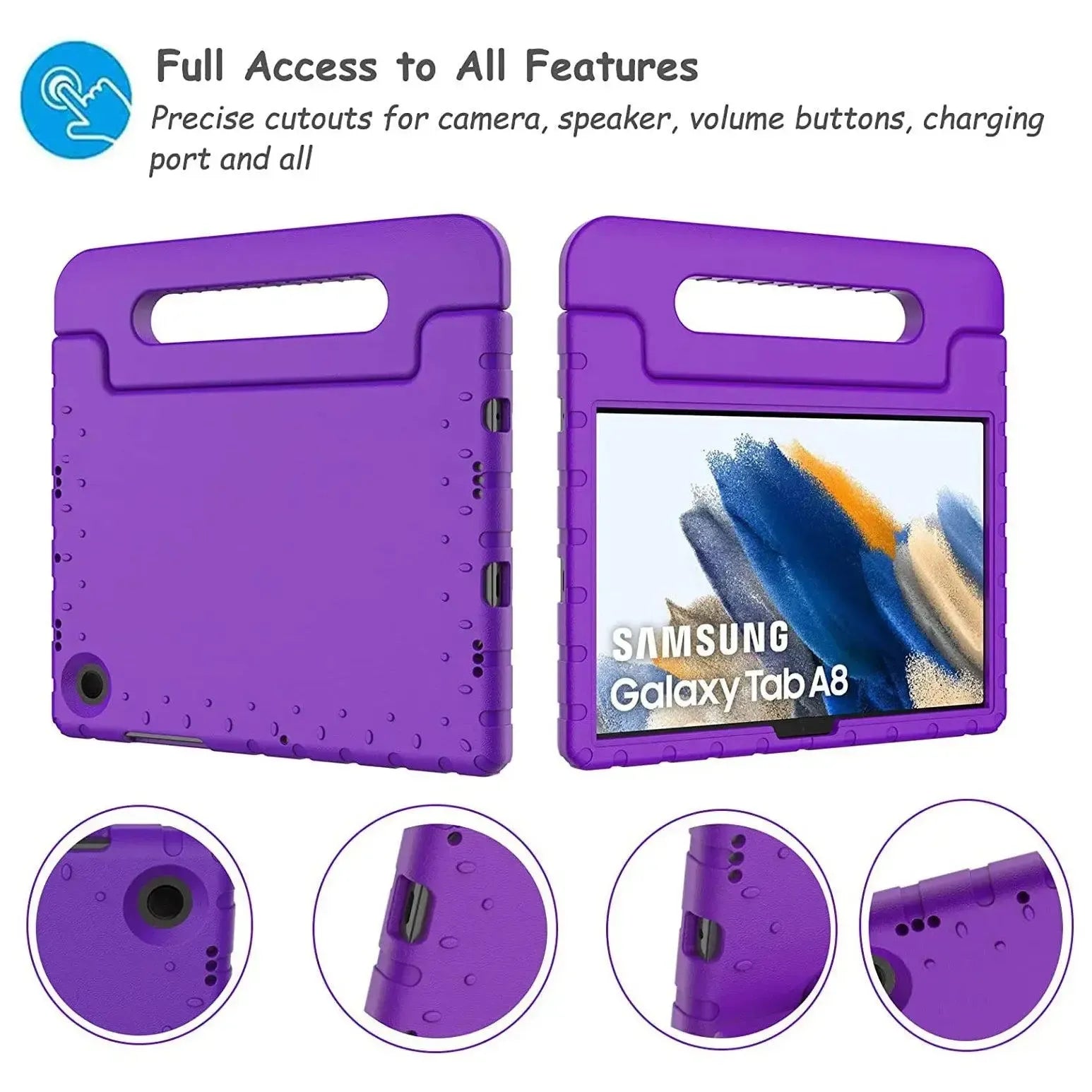 For Samsung Galaxy Tab A8 10.5 2021 Kids Case Shockproof Cover With Stand - Purple