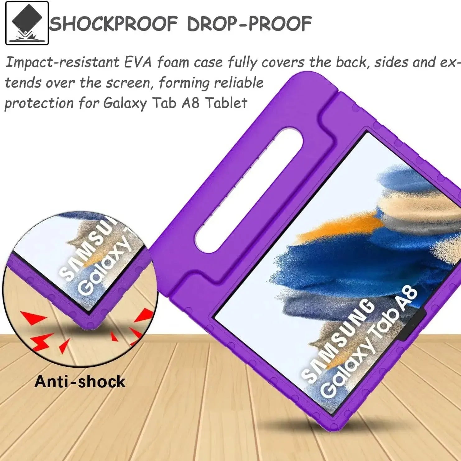For Samsung Galaxy Tab A8 10.5 2021 Kids Case Shockproof Cover With Stand - Purple