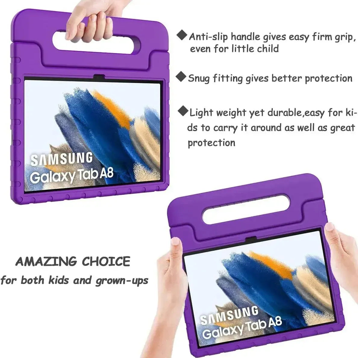For Samsung Galaxy Tab A8 10.5 2021 Kids Case Shockproof Cover With Stand - Purple