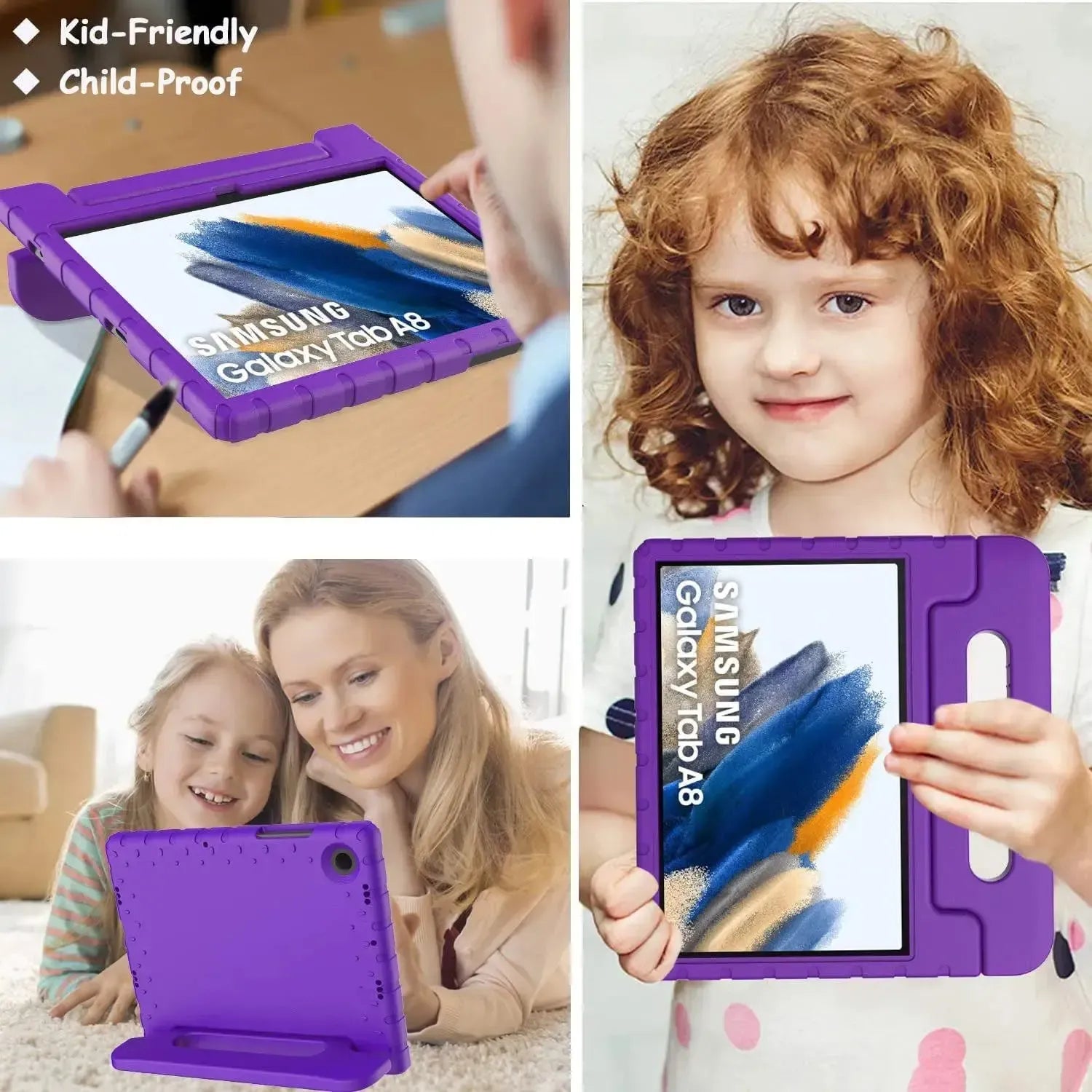 For Samsung Galaxy Tab A8 10.5 2021 Kids Case Shockproof Cover With Stand - Purple