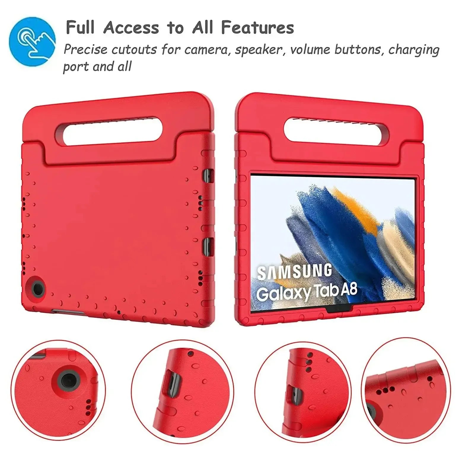For Samsung Galaxy Tab A8 10.5 2021 Kids Case Shockproof Cover With Stand - Red