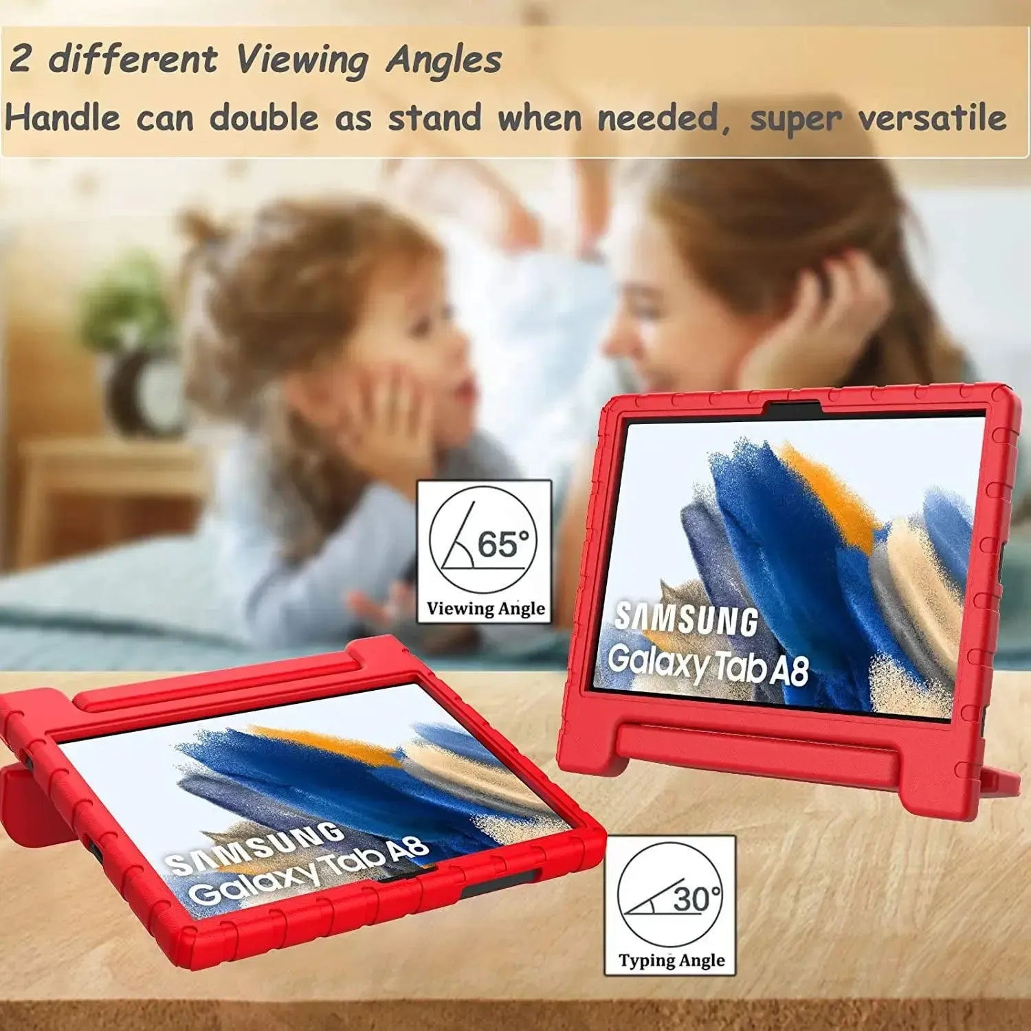 For Samsung Galaxy Tab A8 10.5 2021 Kids Case Shockproof Cover With Stand - Red