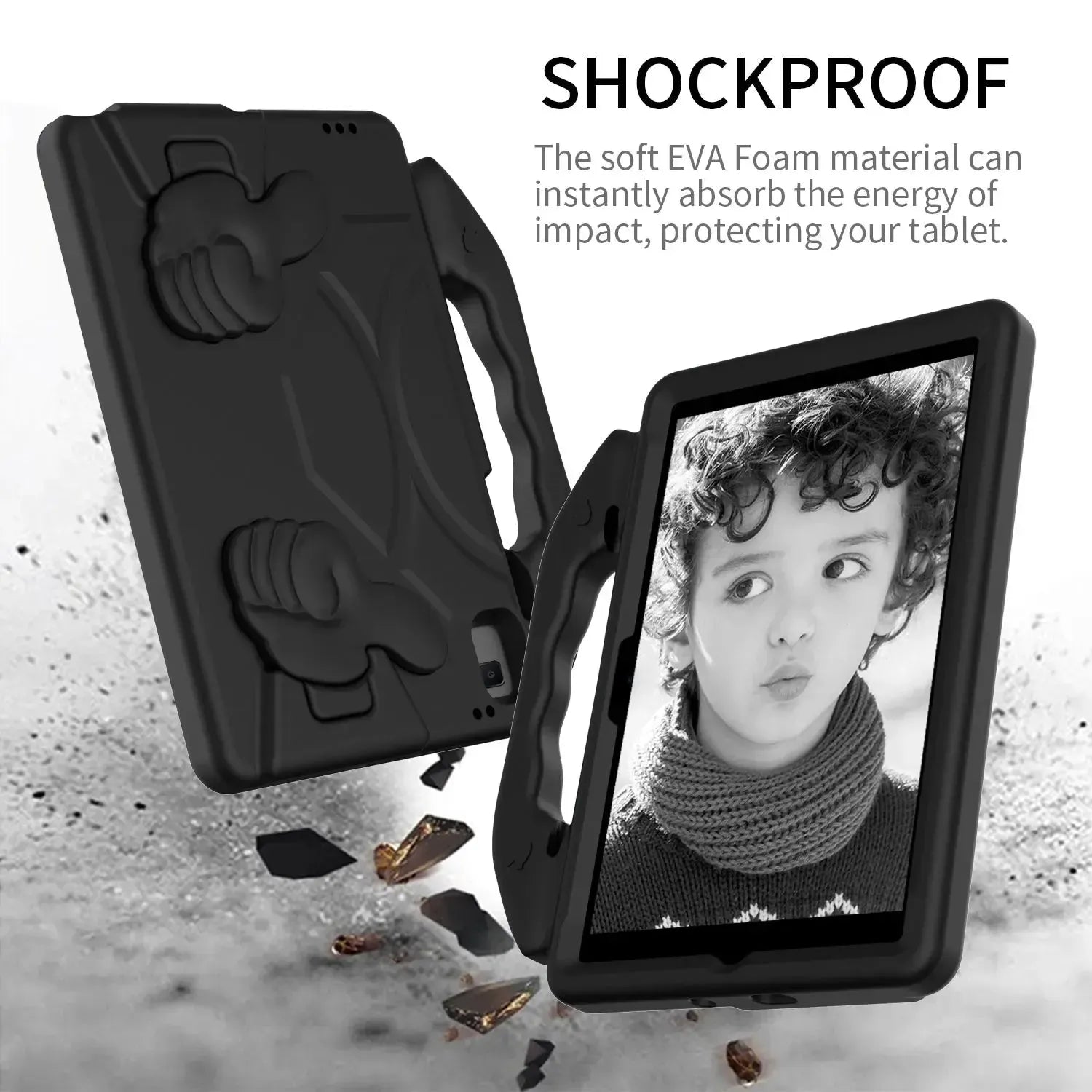 For Samsung Galaxy Tab A8 10.5 2021 Kids Friendly Case Shockproof Cover With Thumbs Up - Black