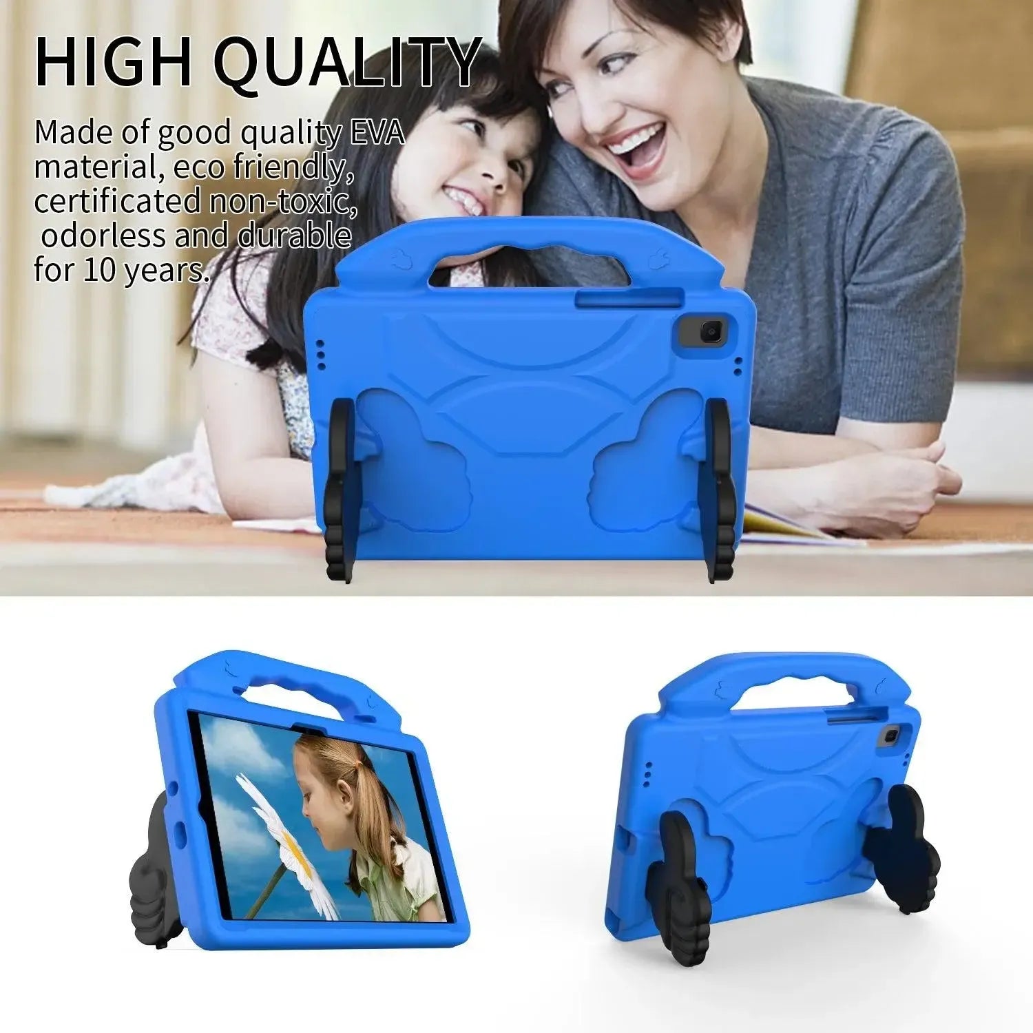 For Samsung Galaxy Tab A8 10.5 2021 Kids Friendly Case Shockproof Cover With Thumbs Up - Blue