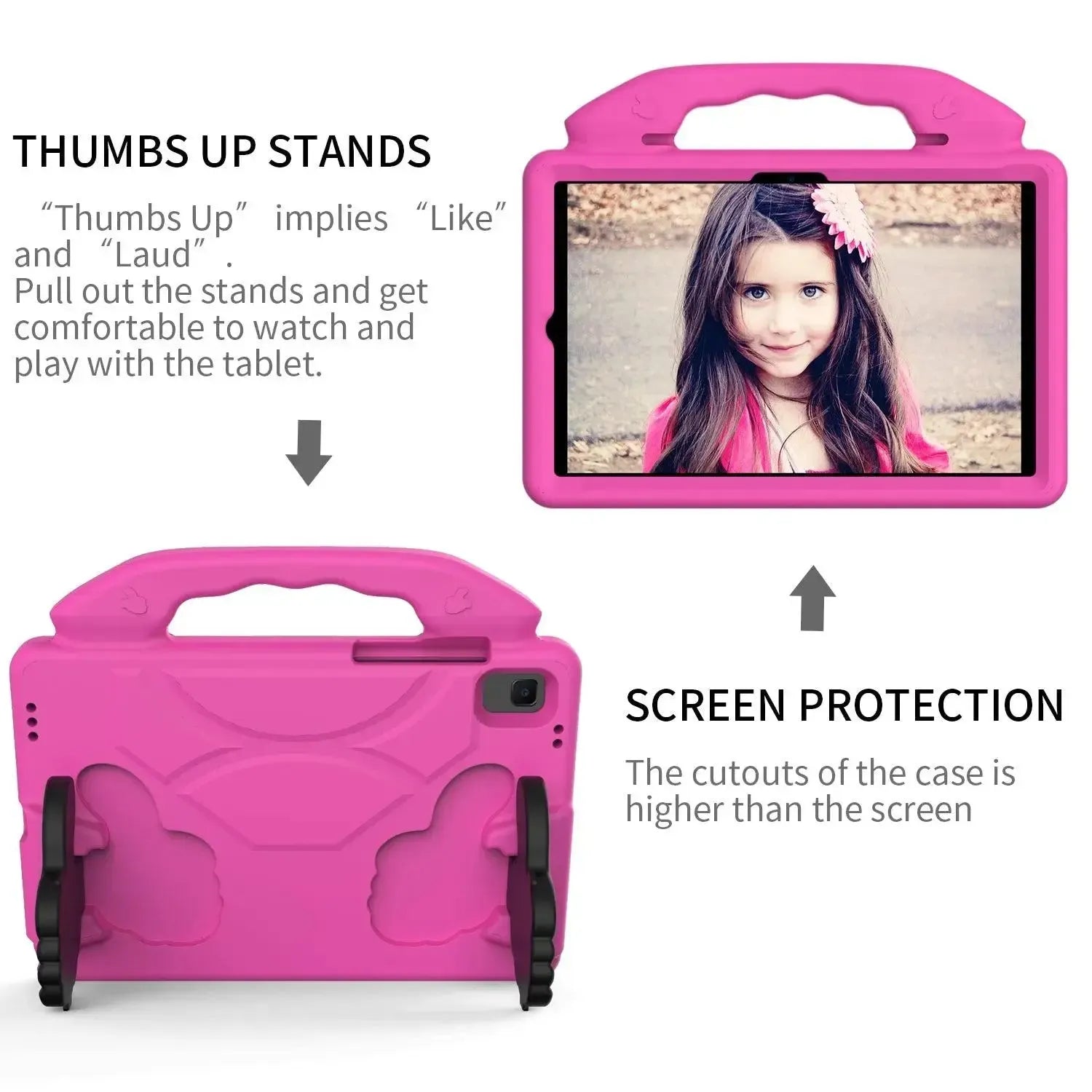 For Samsung Galaxy Tab A8 10.5 2021 Kids Friendly Case Shockproof Cover With Thumbs Up - Pink