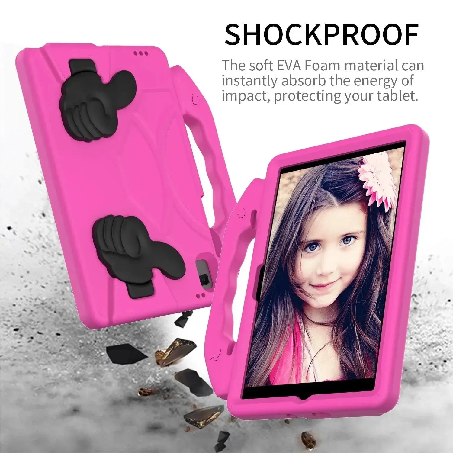 For Samsung Galaxy Tab A8 10.5 2021 Kids Friendly Case Shockproof Cover With Thumbs Up - Pink