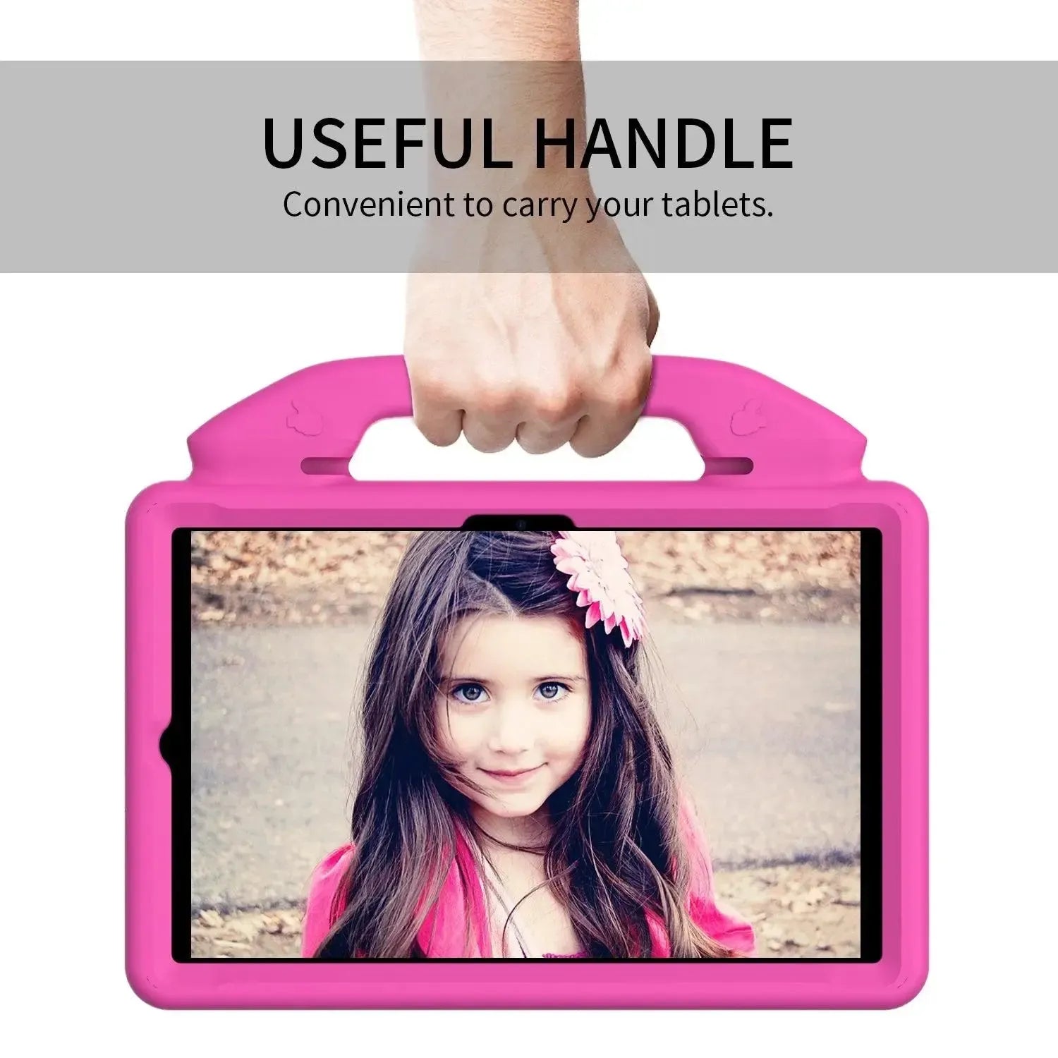 For Samsung Galaxy Tab A8 10.5 2021 Kids Friendly Case Shockproof Cover With Thumbs Up - Pink