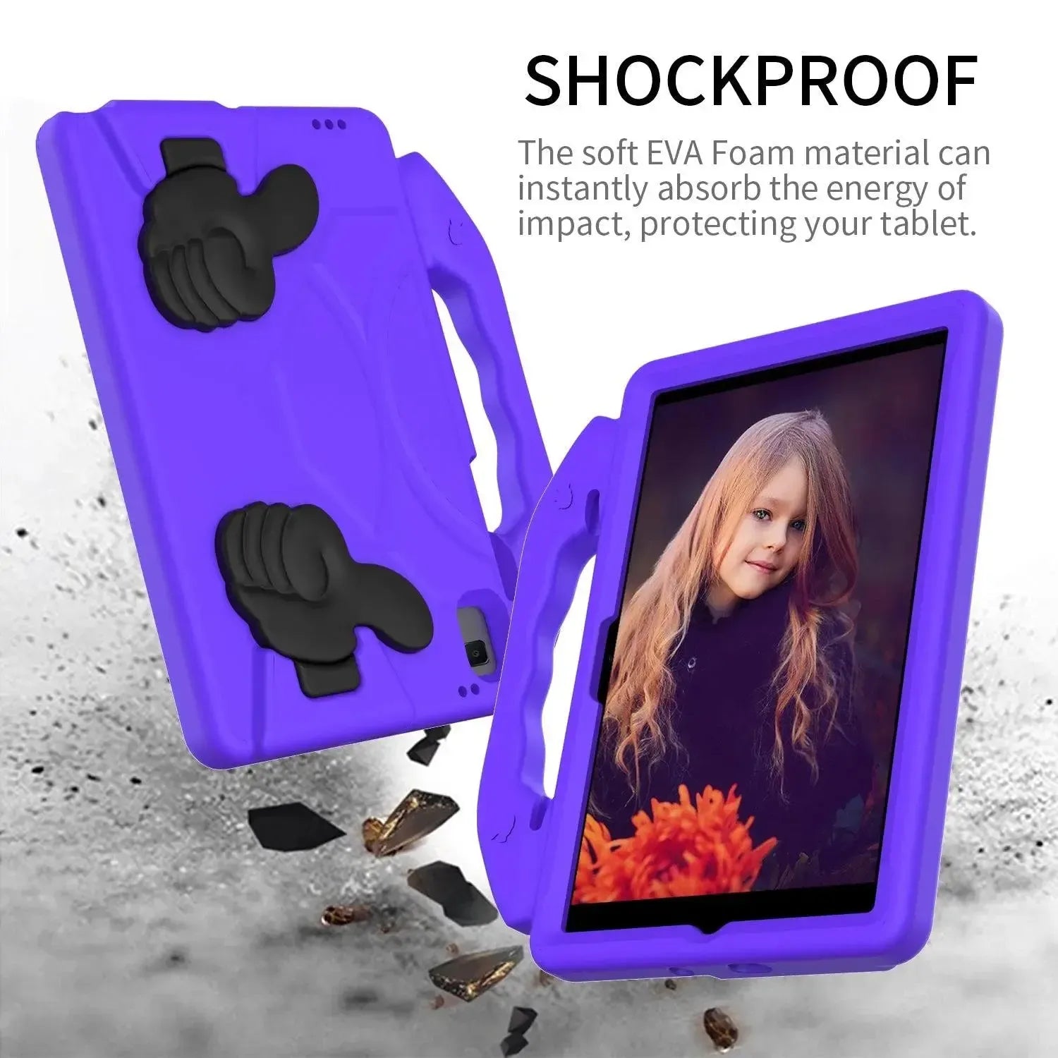 For Samsung Galaxy Tab A8 10.5 2021 Kids Friendly Case Shockproof Cover With Thumbs Up - Purple