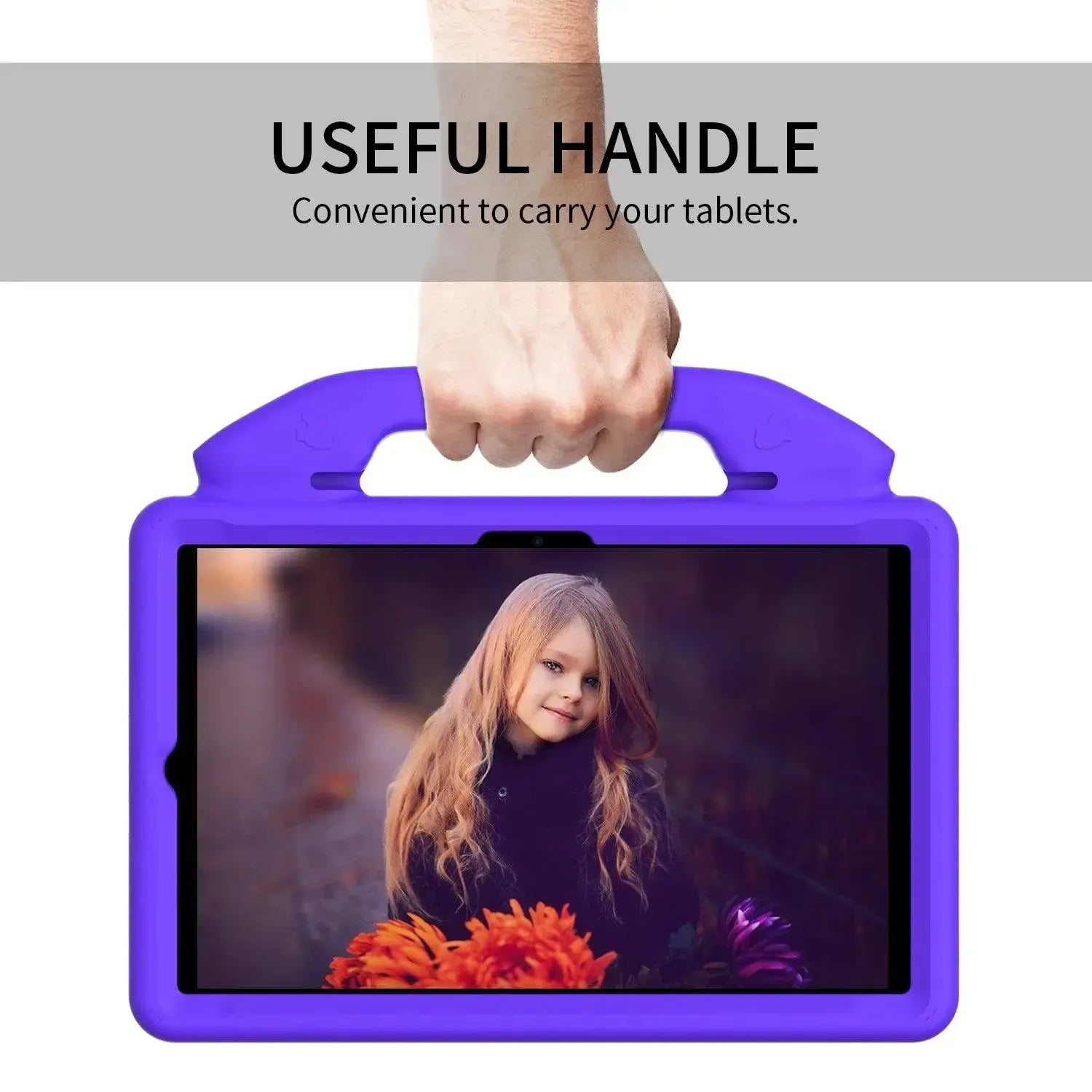 For Samsung Galaxy Tab A8 10.5 2021 Kids Friendly Case Shockproof Cover With Thumbs Up - Purple