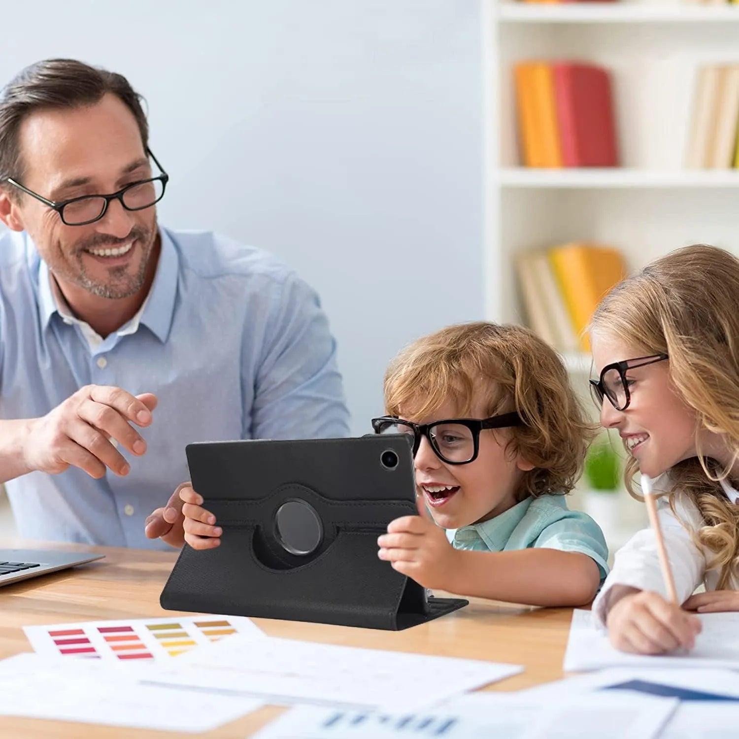 For Samsung Galaxy Tab A8 10.5 2021 Tablet Case 360° Rotating PU Leather Cover - Black