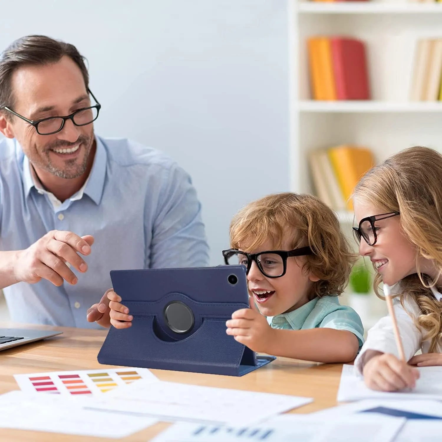 For Samsung Galaxy Tab A8 10.5 2021 Tablet Case 360° Rotating PU Leather Cover - Blue