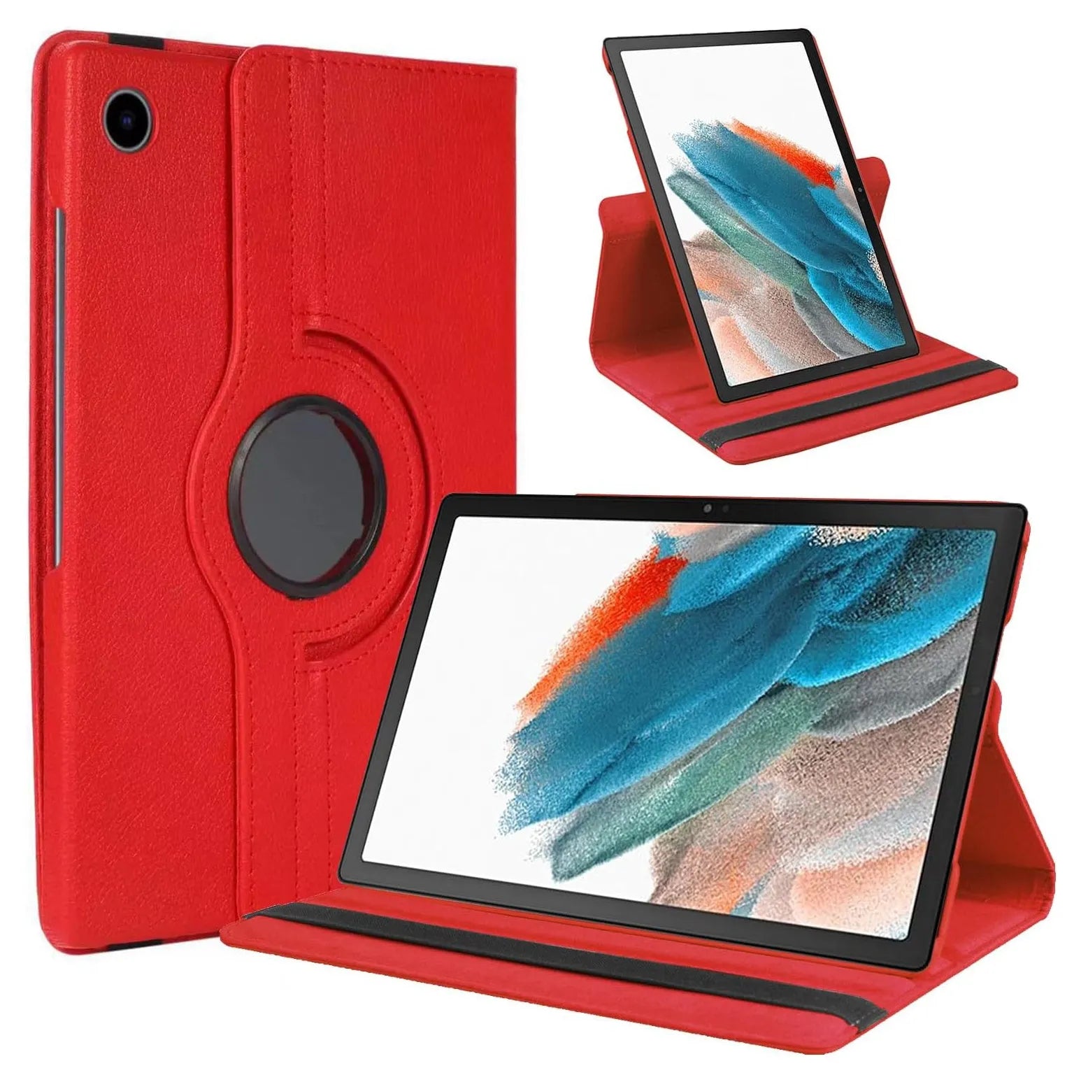 For Samsung Galaxy Tab A8 10.5 2021 Tablet Case 360° Rotating PU Leather Cover - Red