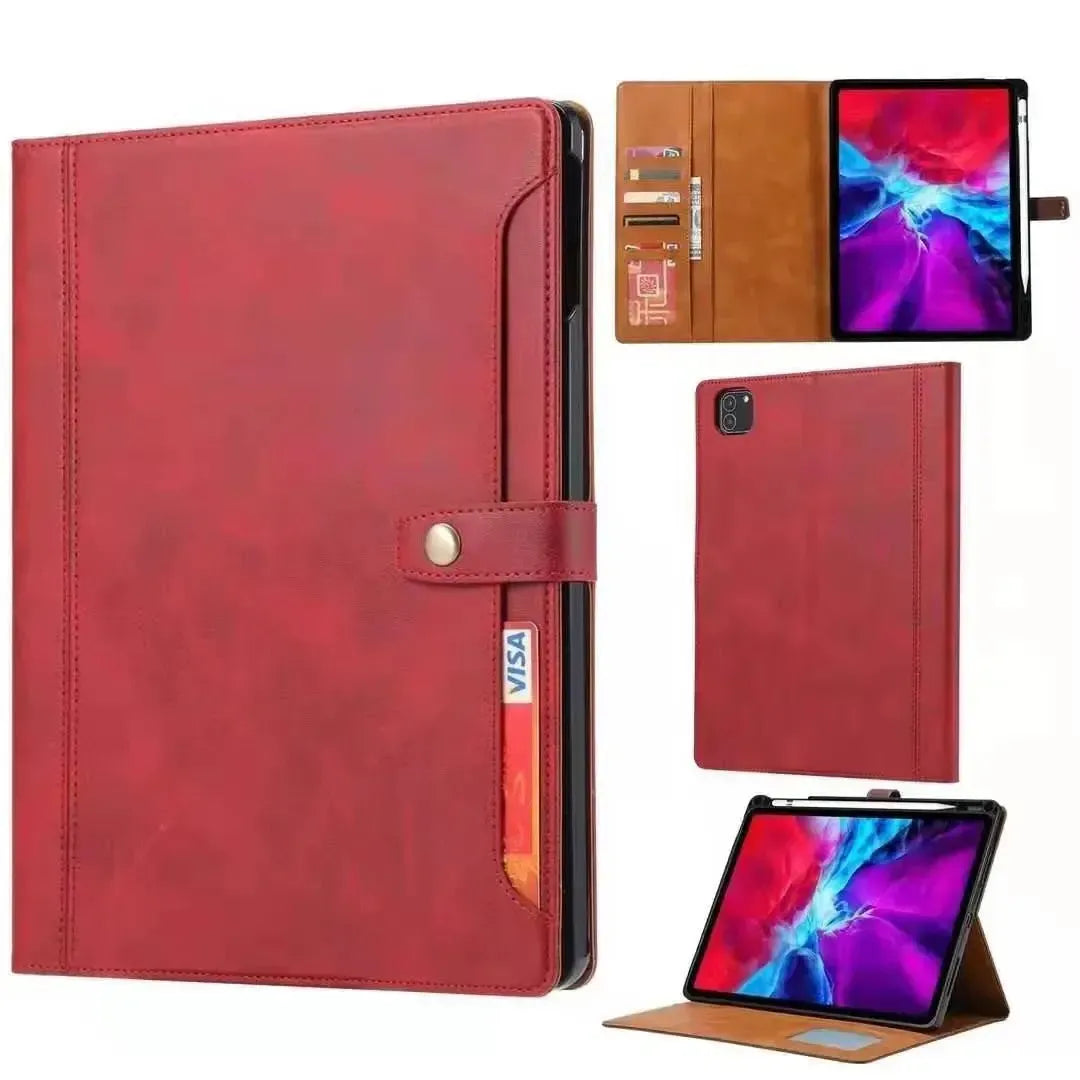 For Samsung Galaxy Tab A8 10.5 SM-X200 (2021) Stitched Premium Wallet Case - Red