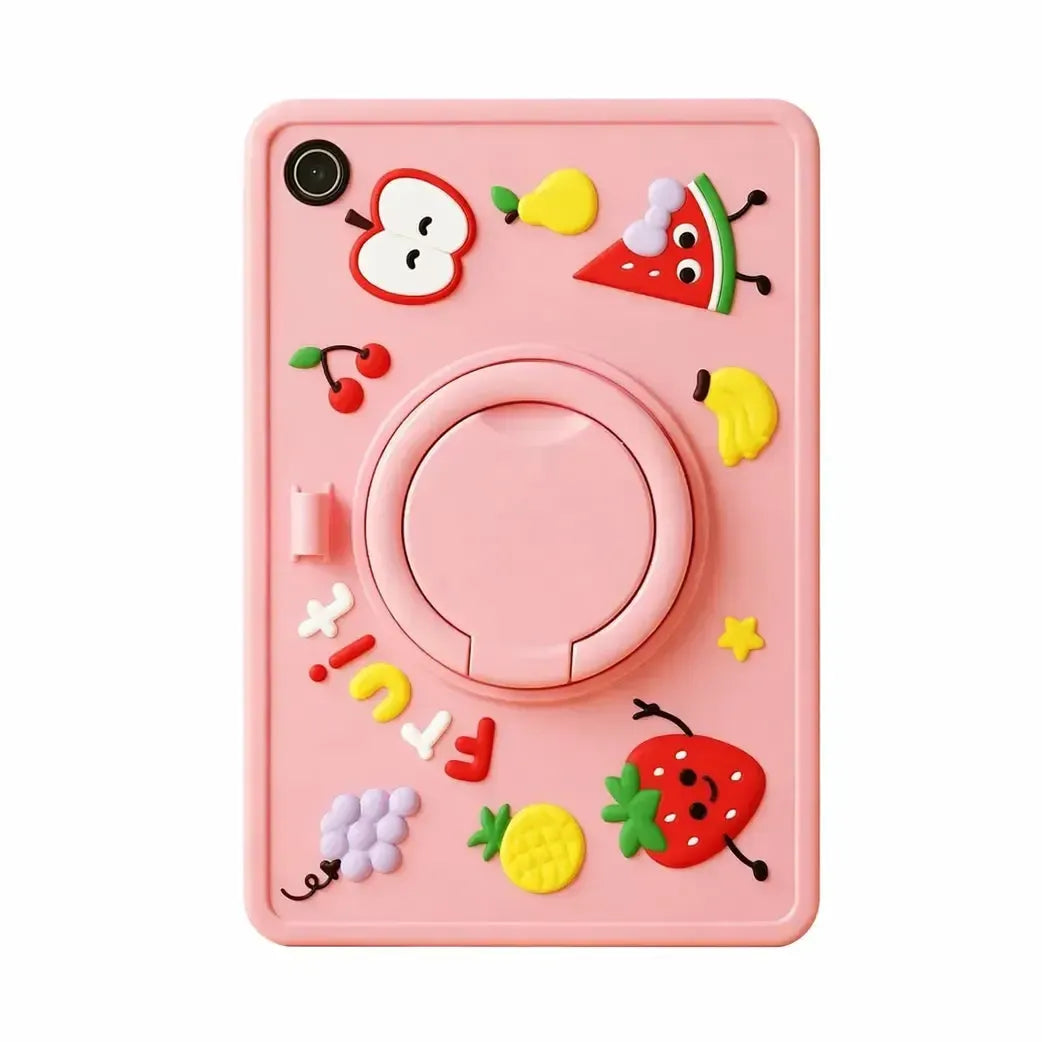 For Samsung Galaxy Tab A9 Plus / A11 Plus 11" Kids Silicone Ring Case Pink Fruit