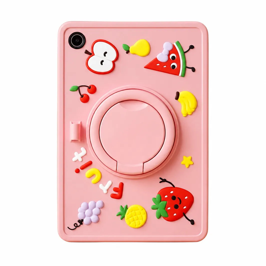 For Samsung Galaxy Tab A9 SM-X110 8.7" Kids Silicone Ring Case Pink Fruit