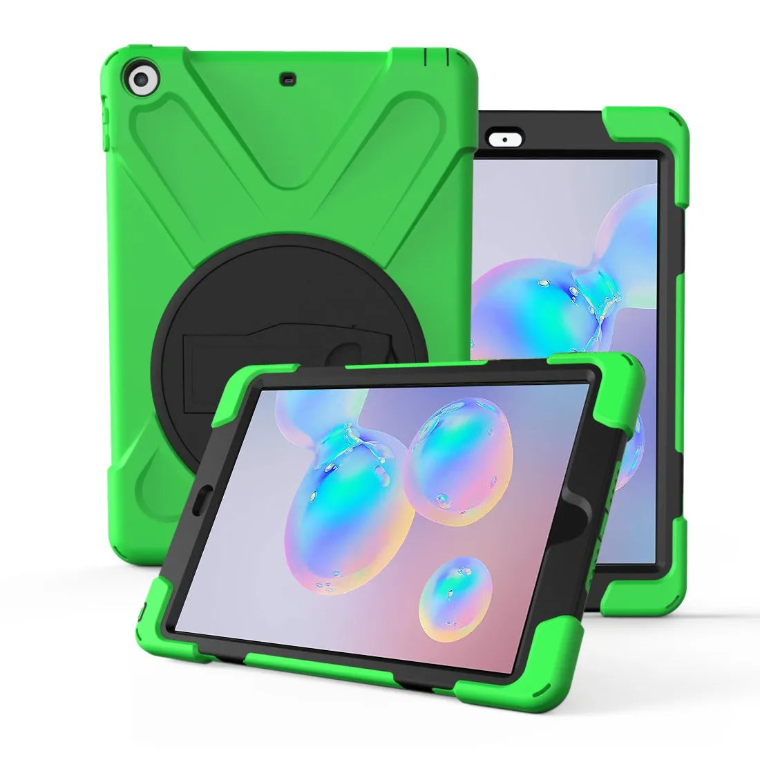 For Samsung Galaxy Tab S6 360 Degree Rotation PC + Silicone Protective Case With Holder & Hand-strap Light Green
