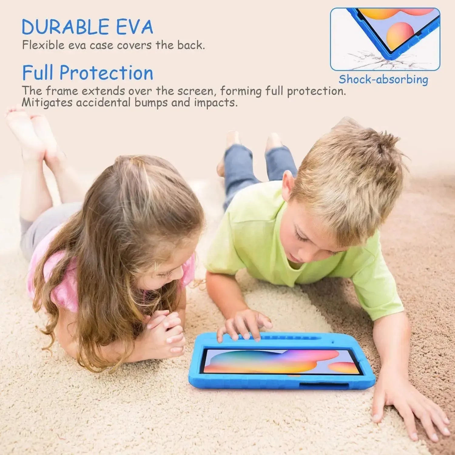 For Samsung Galaxy Tab S6 Lite Kids Case Shockproof Cover With Stand - Blue