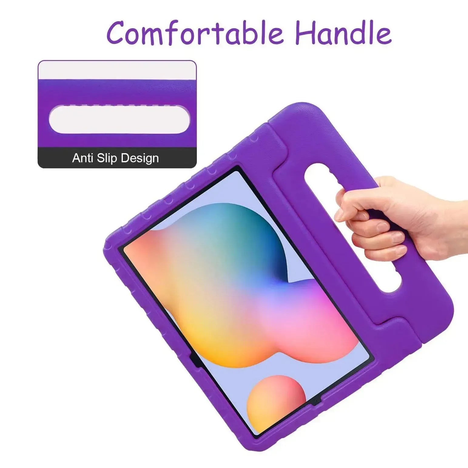 For Samsung Galaxy Tab S6 Lite Kids Case Shockproof Cover With Stand - Purple