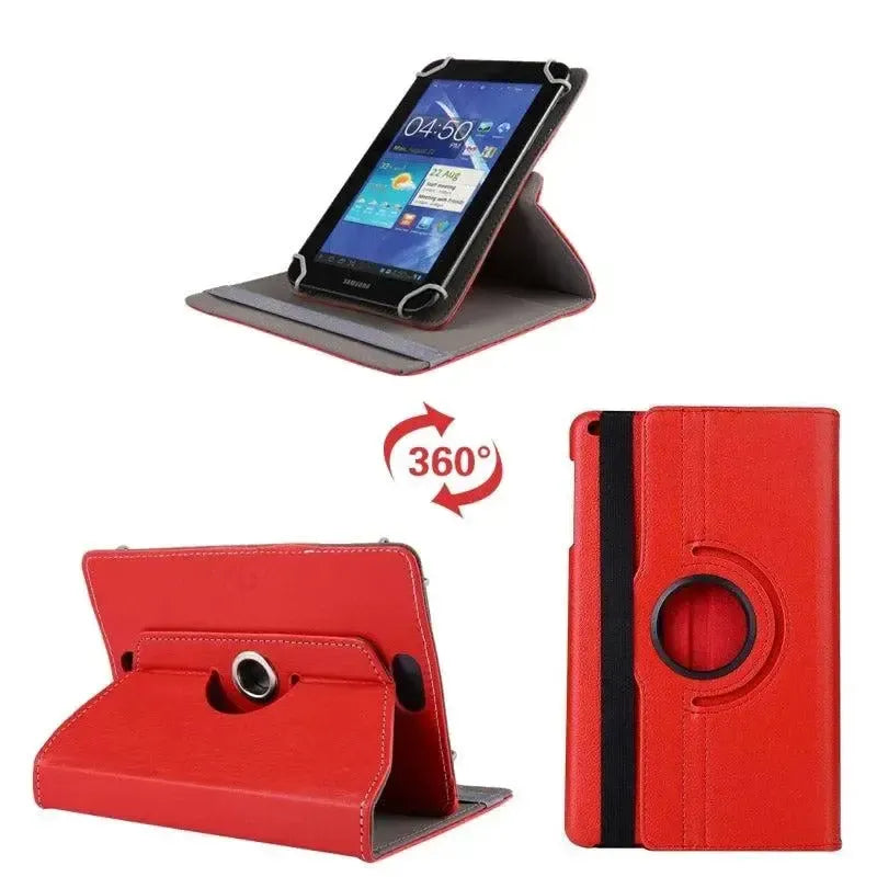 For Samsung Galaxy Tab S7+ (SM-T970) / S8+ (SM-X800) 360 Rotation Wallet Case - Red
