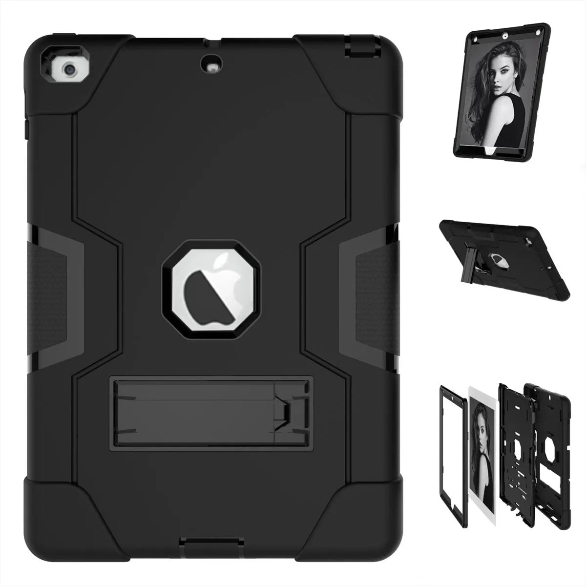 For Samsung Galaxy Tab S9 / S9 FE SM-X710 2023 Hard Case Survivor with Stand-Black