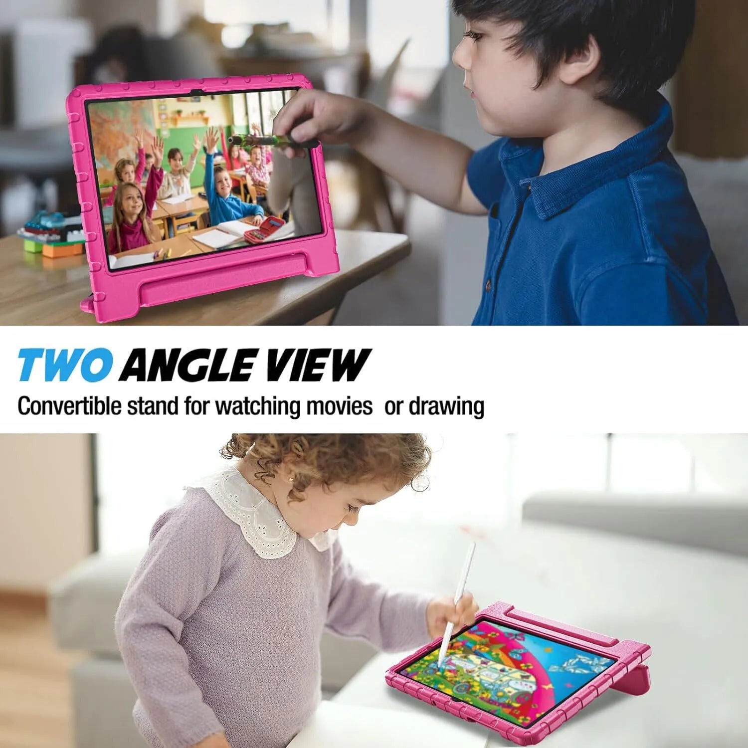 For Xiaomi Pad 6 / Pad 6 Pro Kids Case Shockproof Cover With Stand - Pink