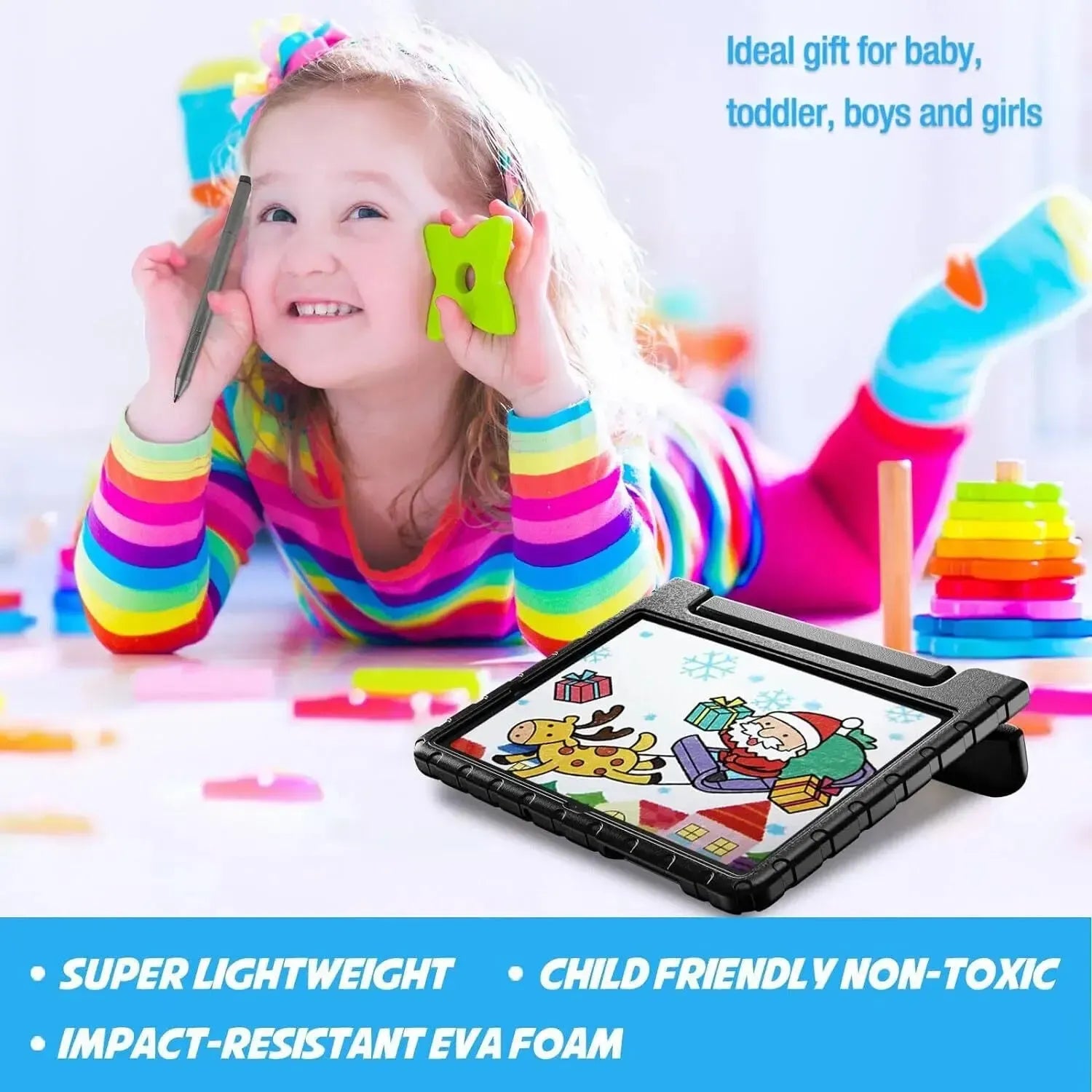 For Xiaomi Redmi Pad SE Kids Case Shockproof Cover With Stand - Black