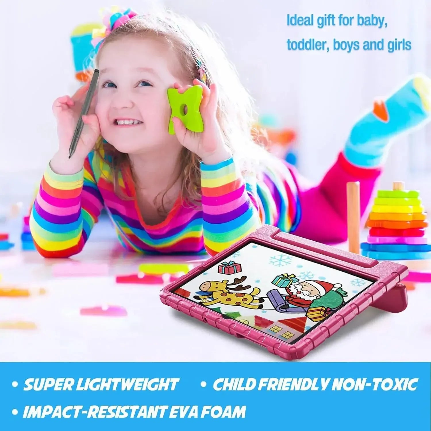 For Xiaomi Redmi Pad SE Kids Case Shockproof Cover With Stand - Pink