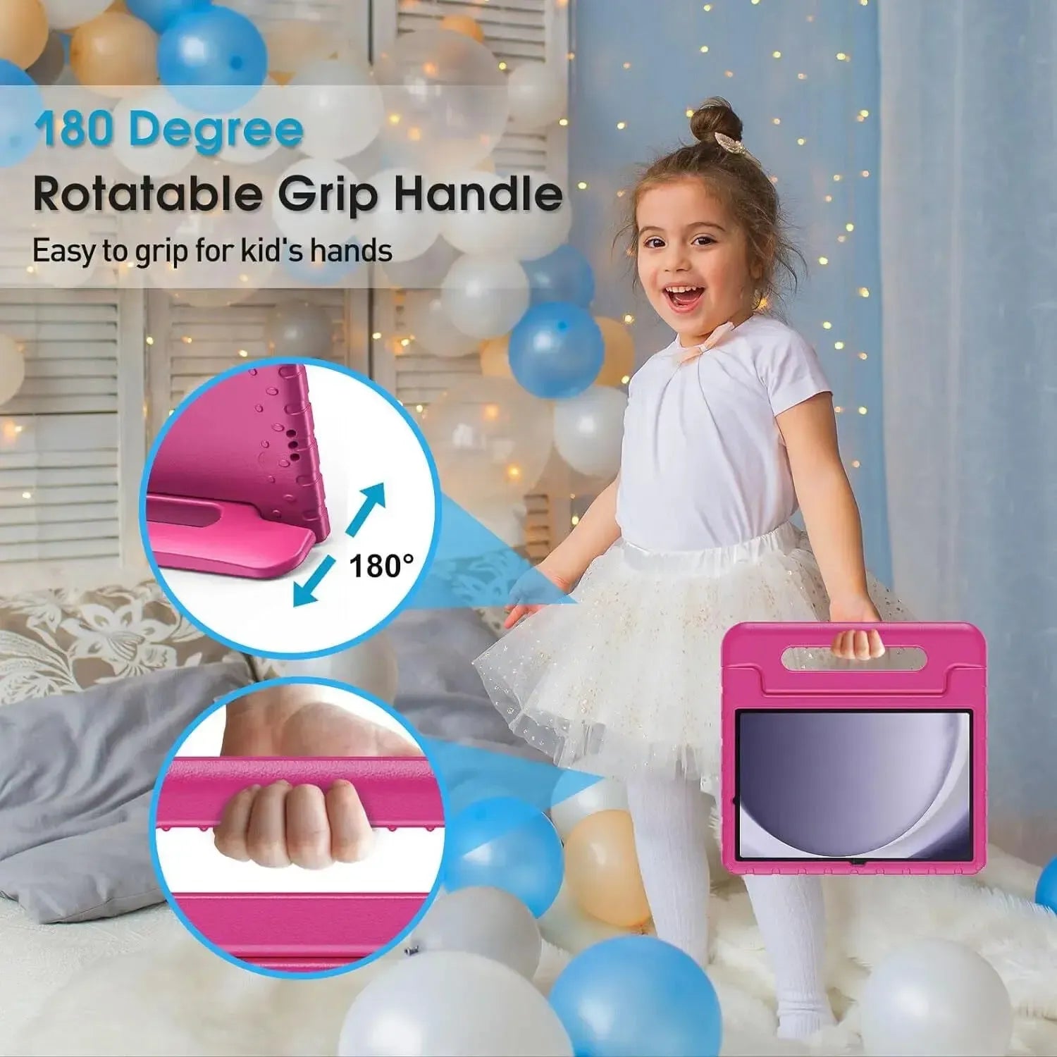 For Xiaomi Redmi Pad SE Kids Case Shockproof Cover With Stand - Pink