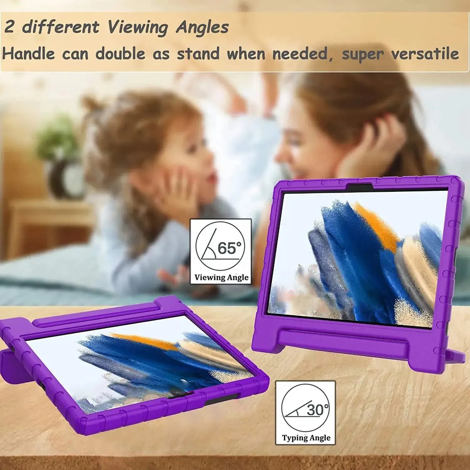 For Xiaomi Redmi Pad SE Kids Case Shockproof Cover With Stand - Purple