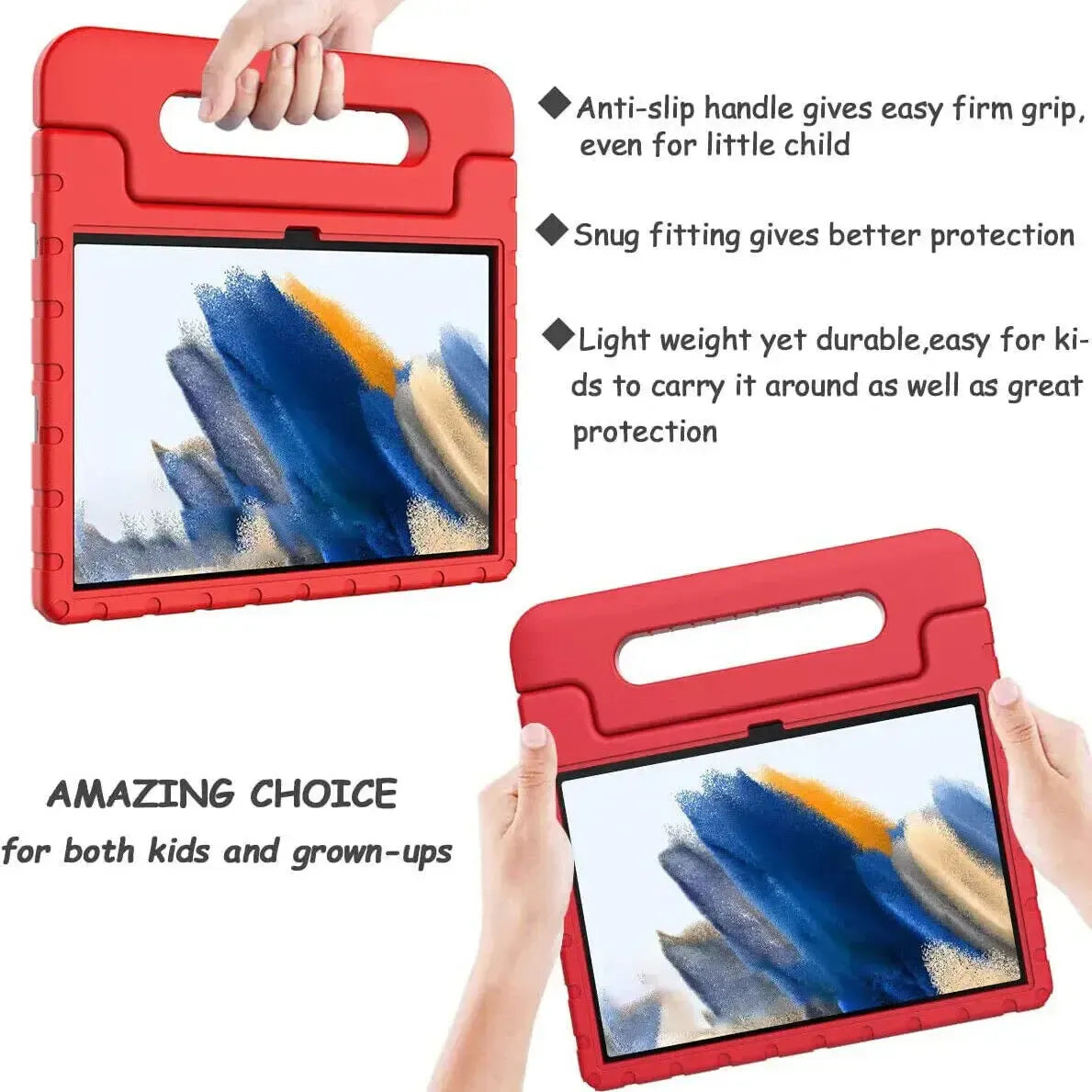 For Xiaomi Redmi Pad SE Kids Case Shockproof Cover With Stand - Red